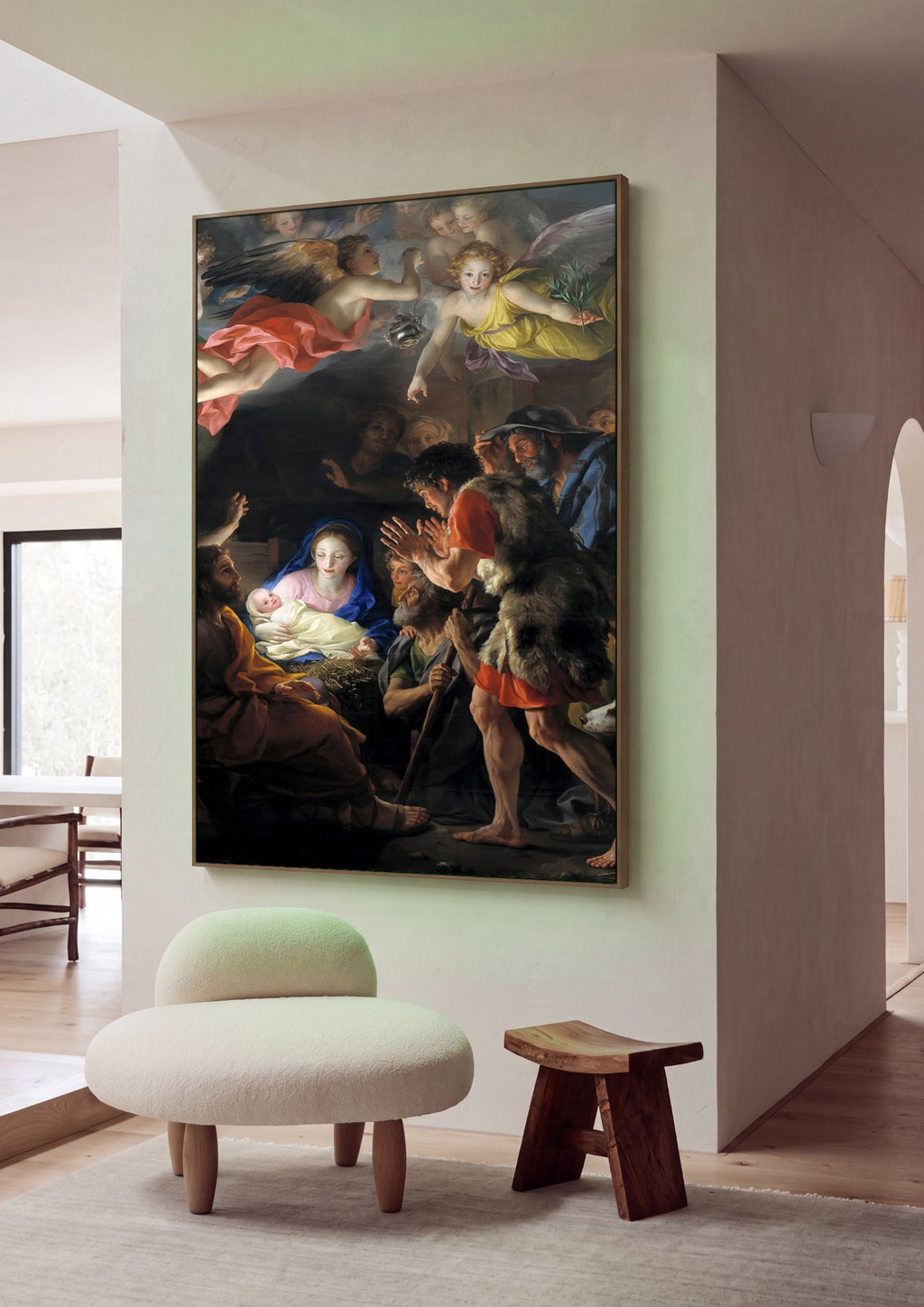 Quadro Decorativo A Adoração dos Pastores - Anton Raphael Mengs em ambiente decorado
