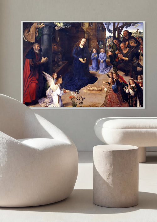 Quadro Decorativo A Adoração dos Pastores - Hugo van der Goes em ambiente decorado