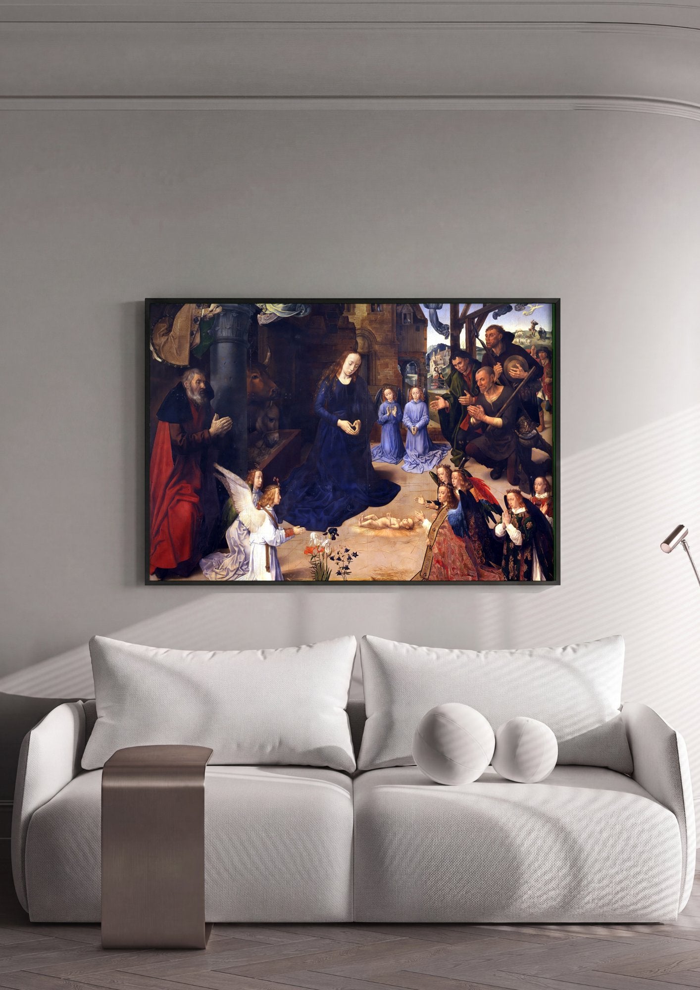 Quadro Decorativo A Adoração dos Pastores - Hugo van der Goes em ambiente decorado