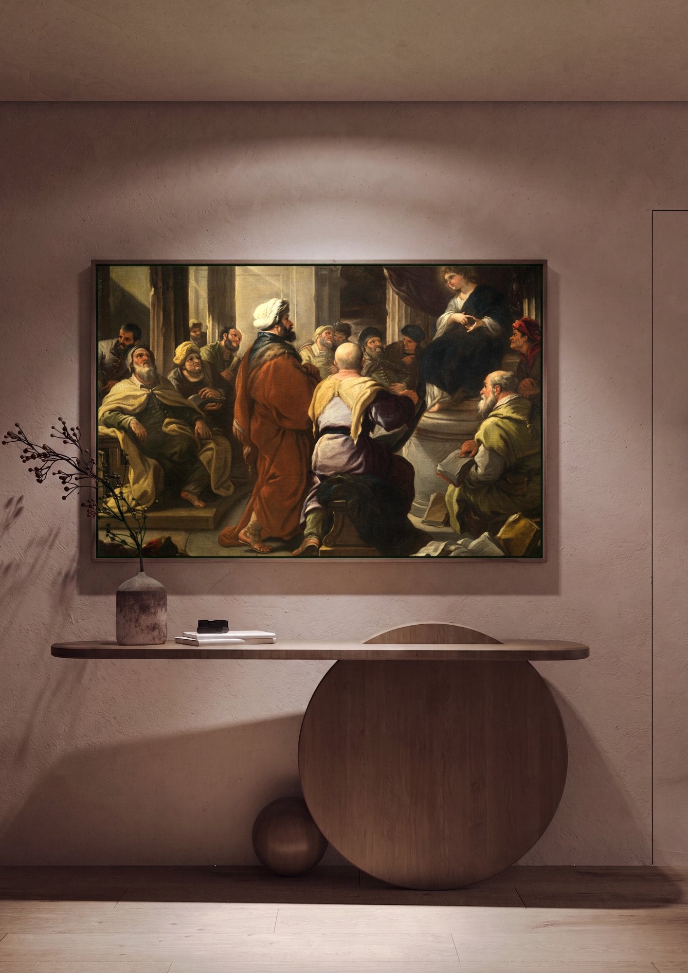 Quadro Decorativo Jesus entre os Doutores - Luca Giordano em ambiente decorado