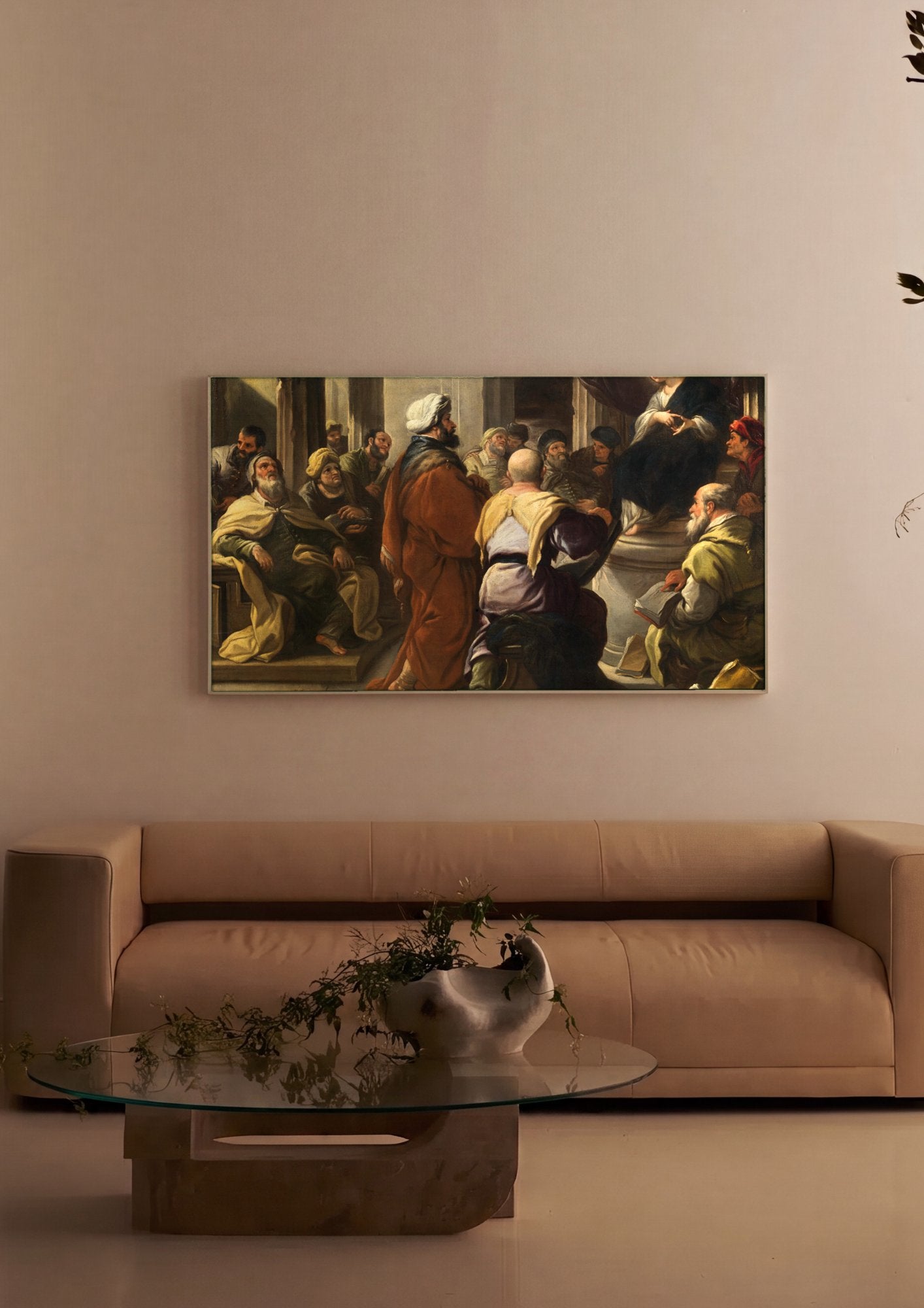 Quadro Decorativo Jesus entre os Doutores - Luca Giordano em ambiente decorado