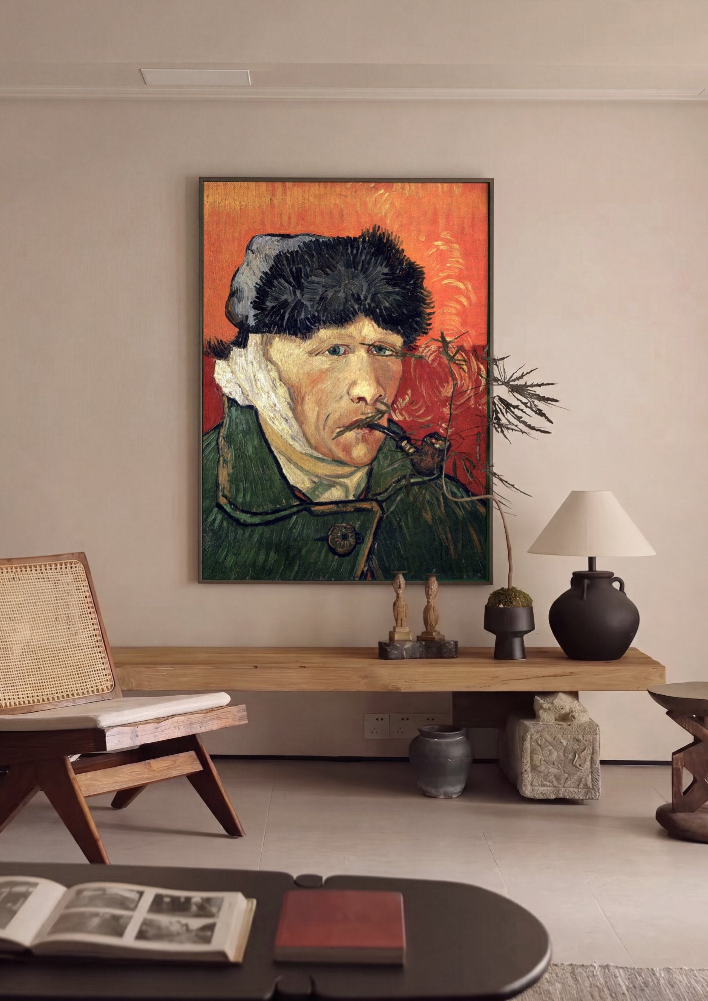 Quadro Decorativo Autorretrato com a Orelha Cortada - Van Gogh em ambiente decorado