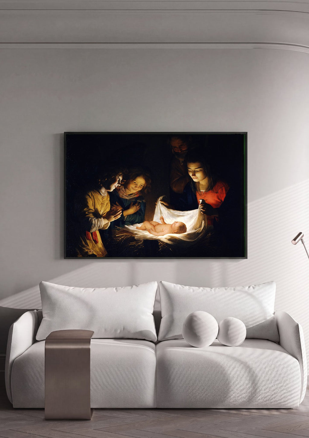 Quadro Decorativo A Adoração dos Pastores - Gerard van Honthorst em ambiente decorado