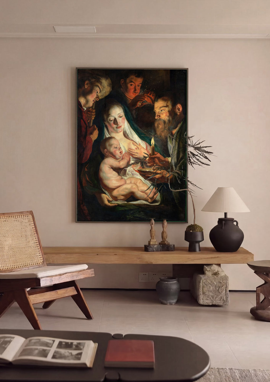 Quadro Decorativo A Adoração dos Pastores - Jacob Jordaens em ambiente decorado