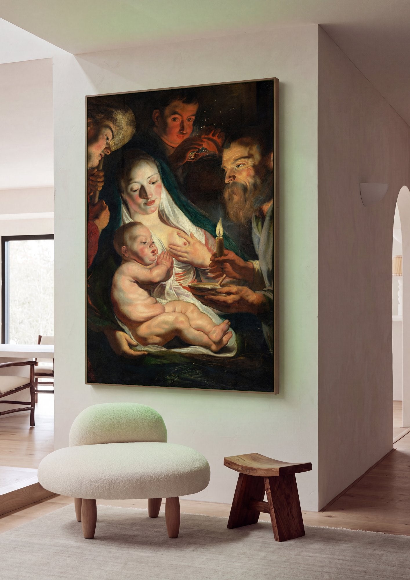 Quadro Decorativo A Adoração dos Pastores - Jacob Jordaens em ambiente decorado