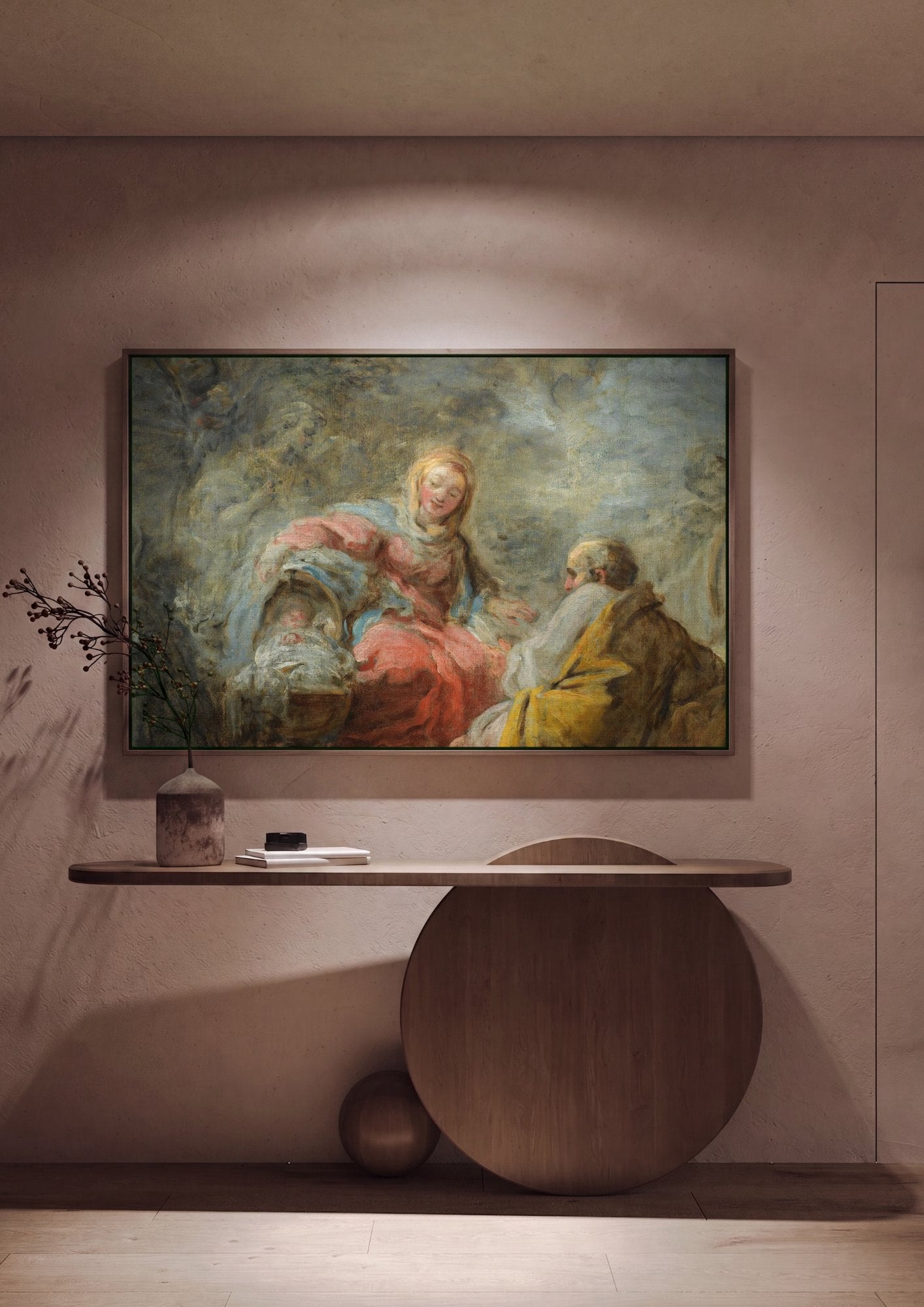 Quadro Decorativo A Adoração dos Pastores - Fragonard em ambiente decorado