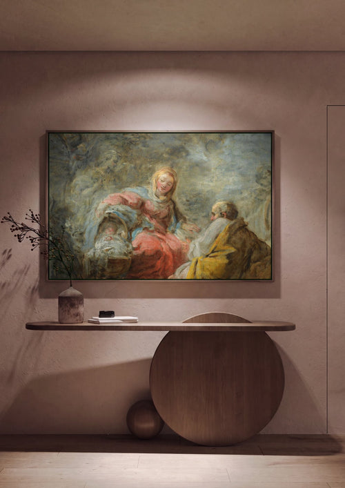 Quadro Decorativo A Adoração dos Pastores - Fragonard em ambiente decorado