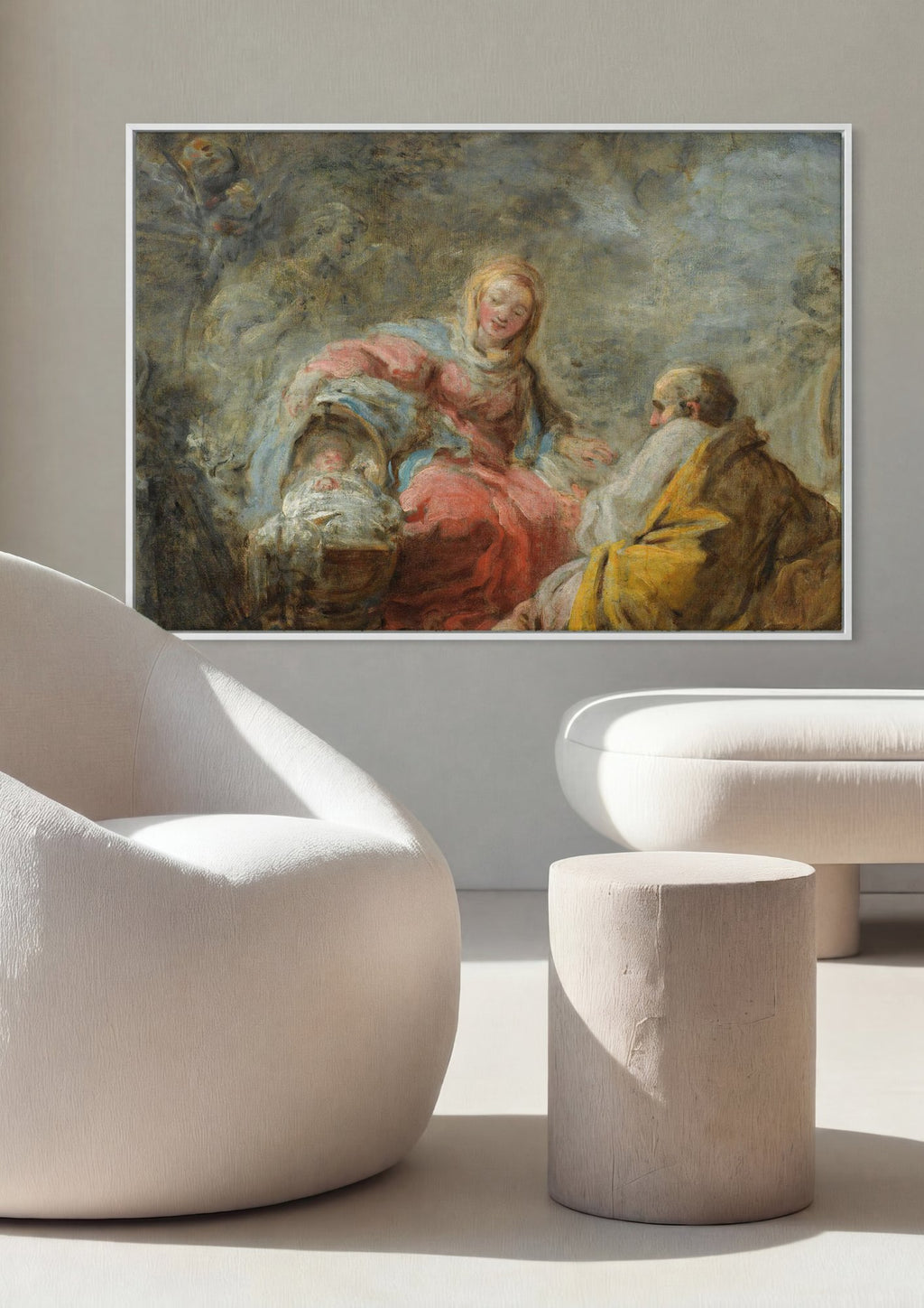 Quadro Decorativo A Adoração dos Pastores - Fragonard em ambiente decorado
