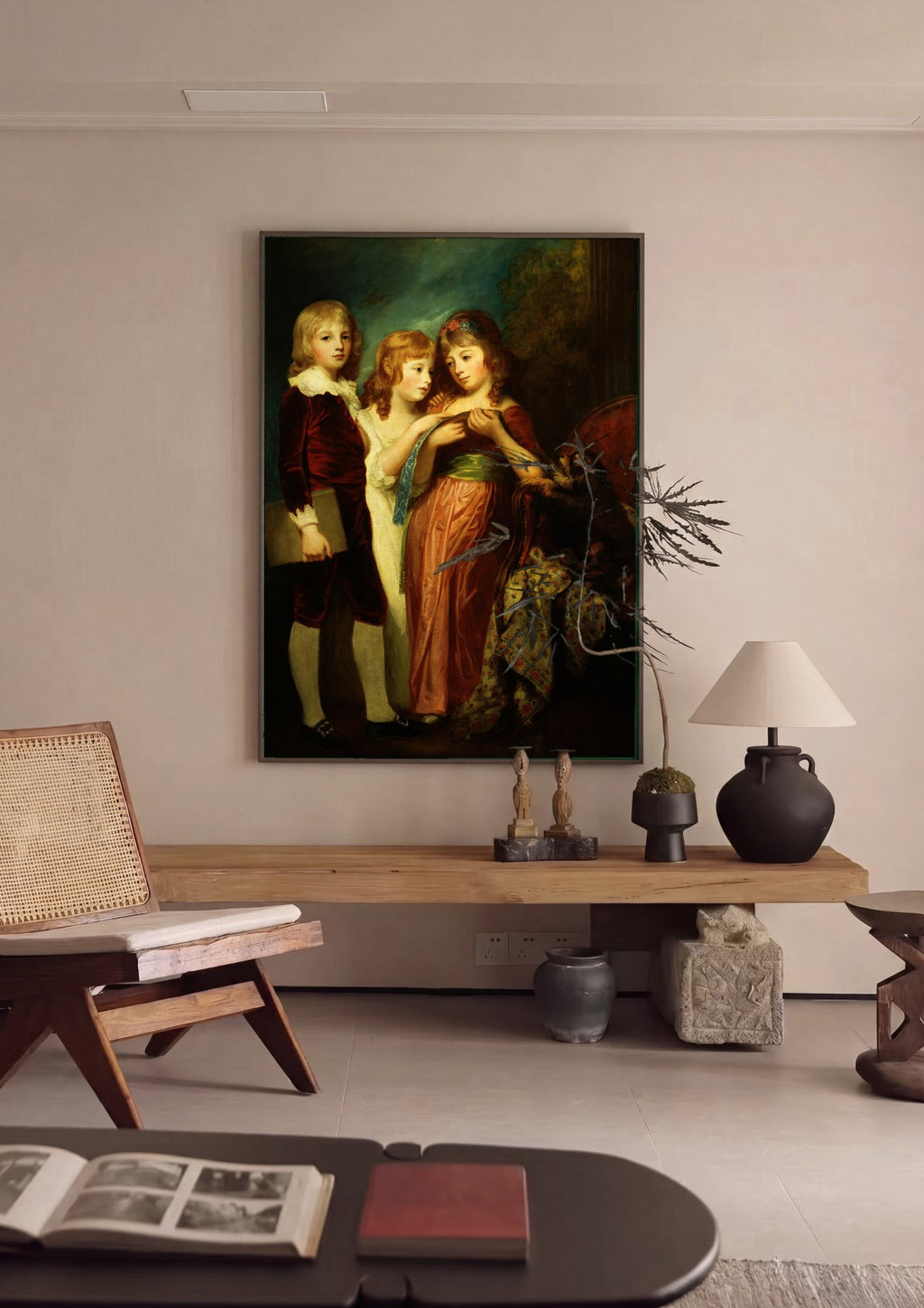 Quadro Decorativo Crianças com Cão - George Romney em ambiente decorado