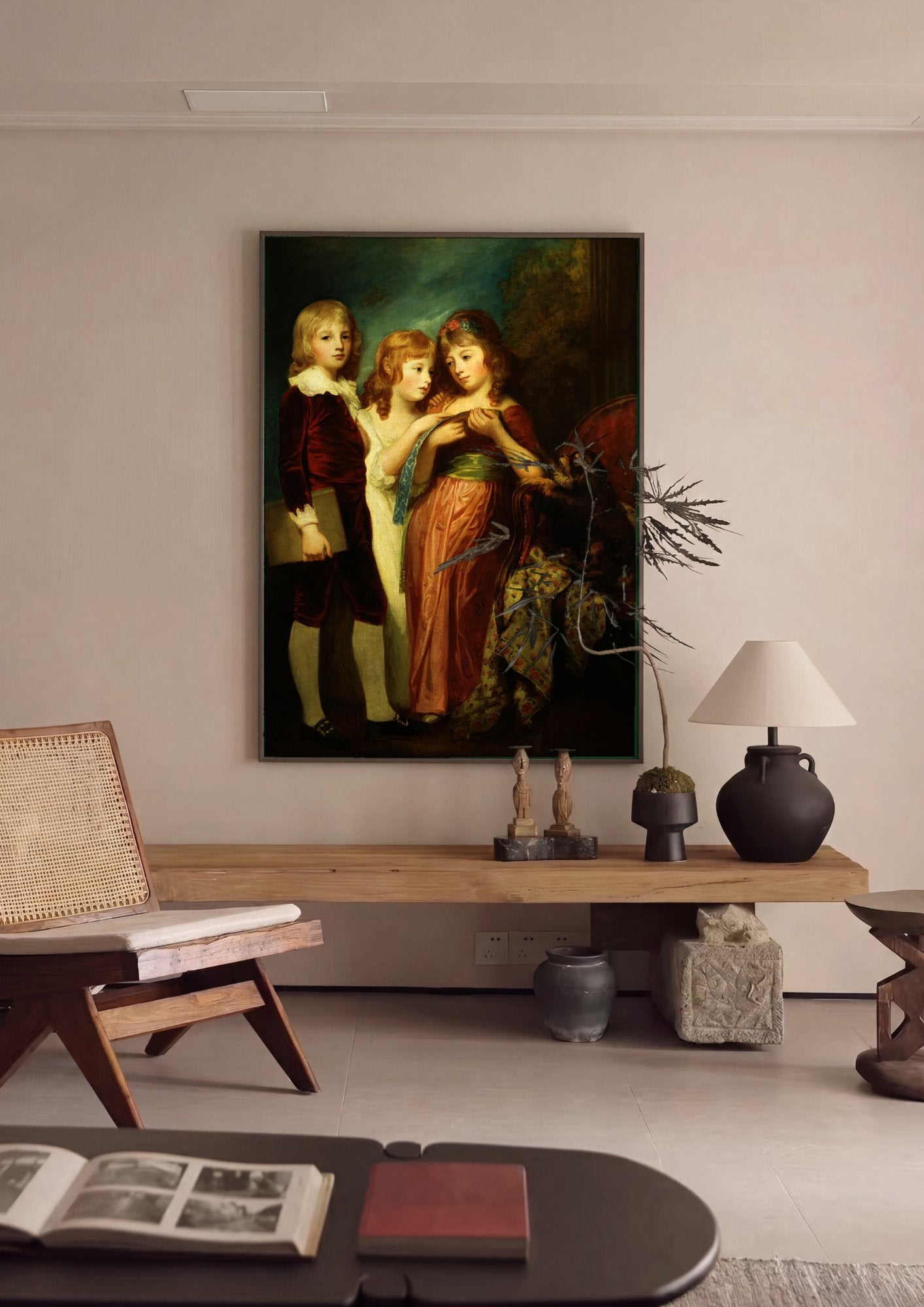 Quadro Decorativo Crianças com Cão - George Romney em ambiente decorado