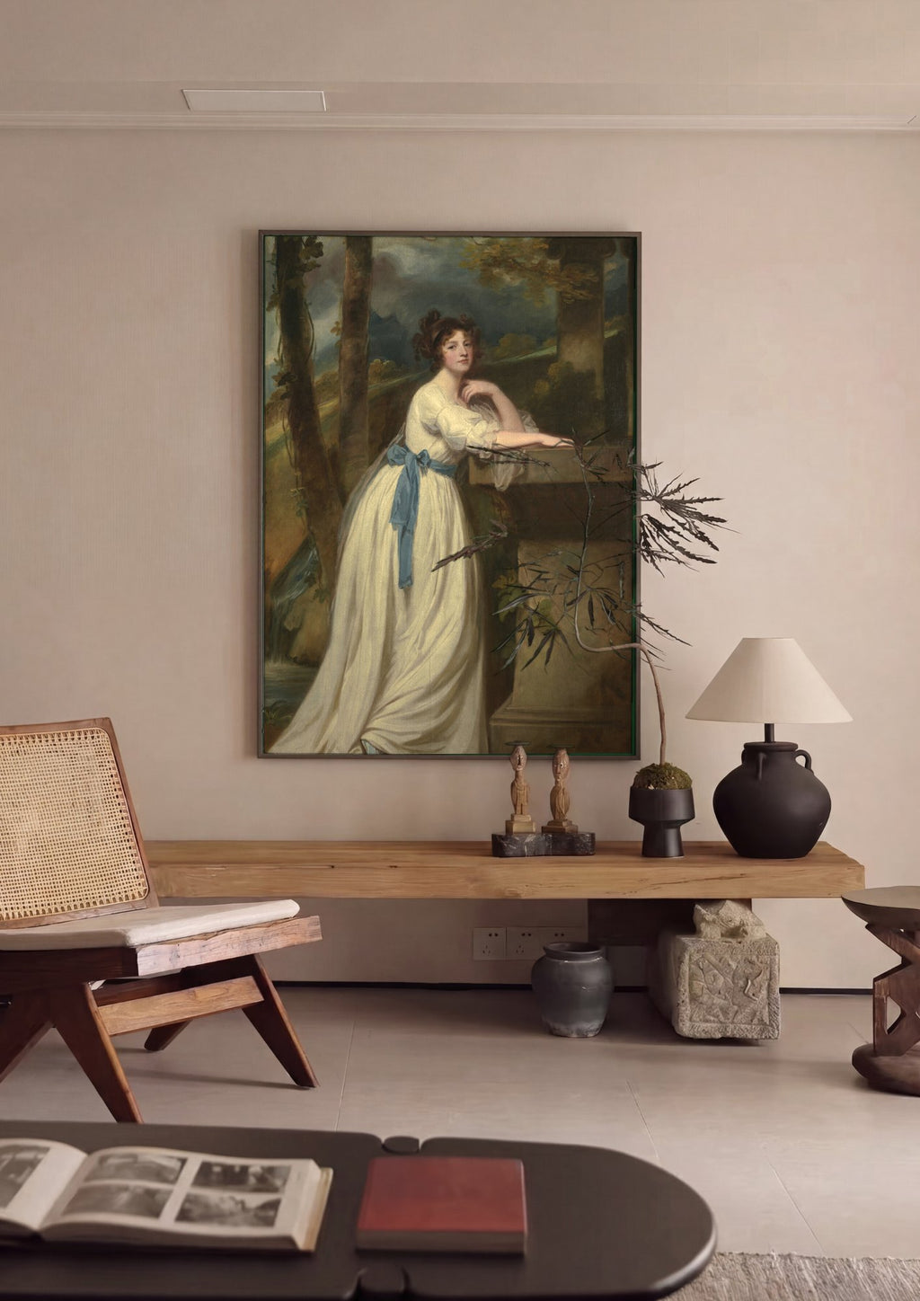 Quadro Decorativo Retrato Feminino - George Romney em ambiente decorado