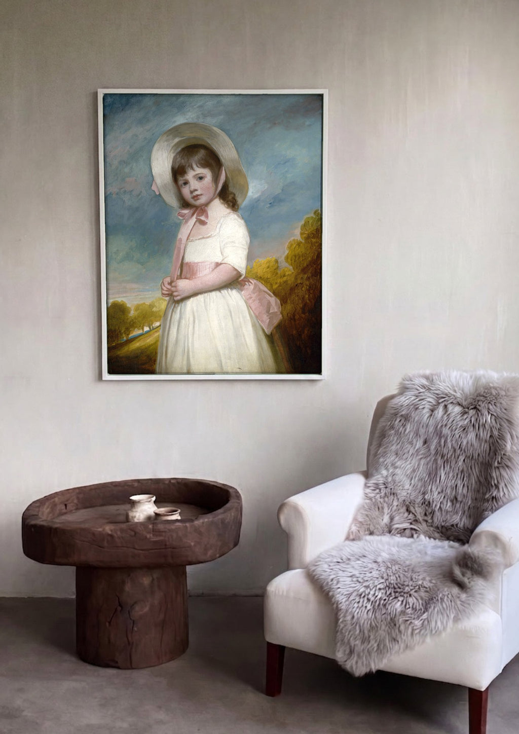Quadro Decorativo Retrato Infantil - George Romney em ambiente decorado