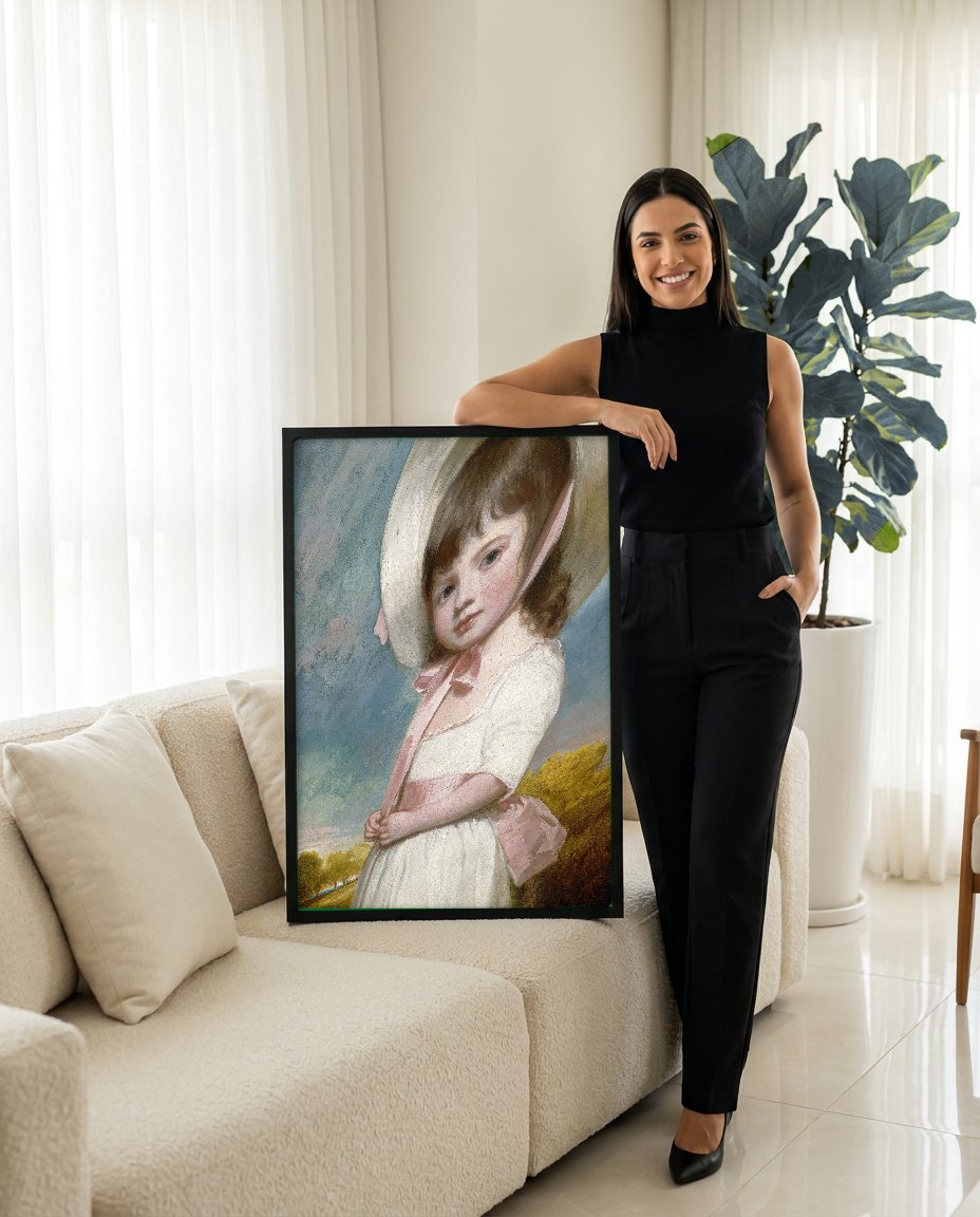 Quadro Decorativo Retrato Infantil - George Romney com modelo em ambiente