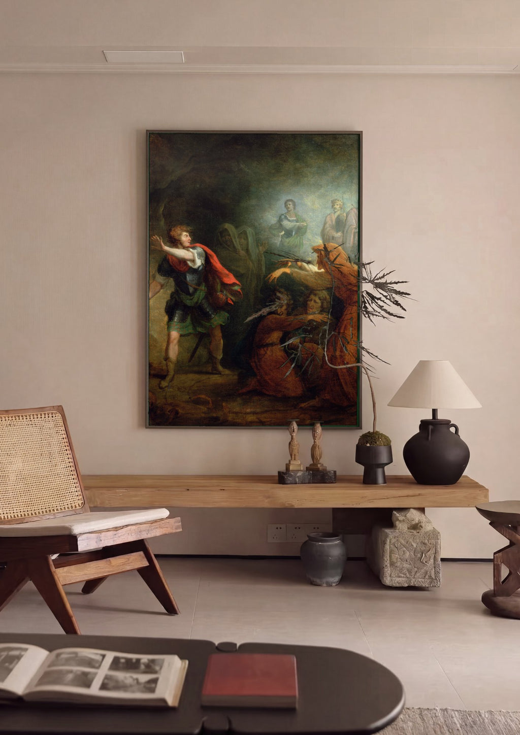 Quadro Decorativo A Bruxa de Endor - George Romney em ambiente decorado
