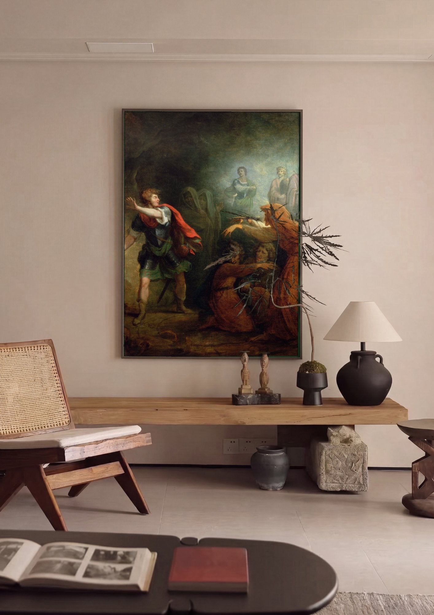 Quadro Decorativo A Bruxa de Endor - George Romney em ambiente decorado