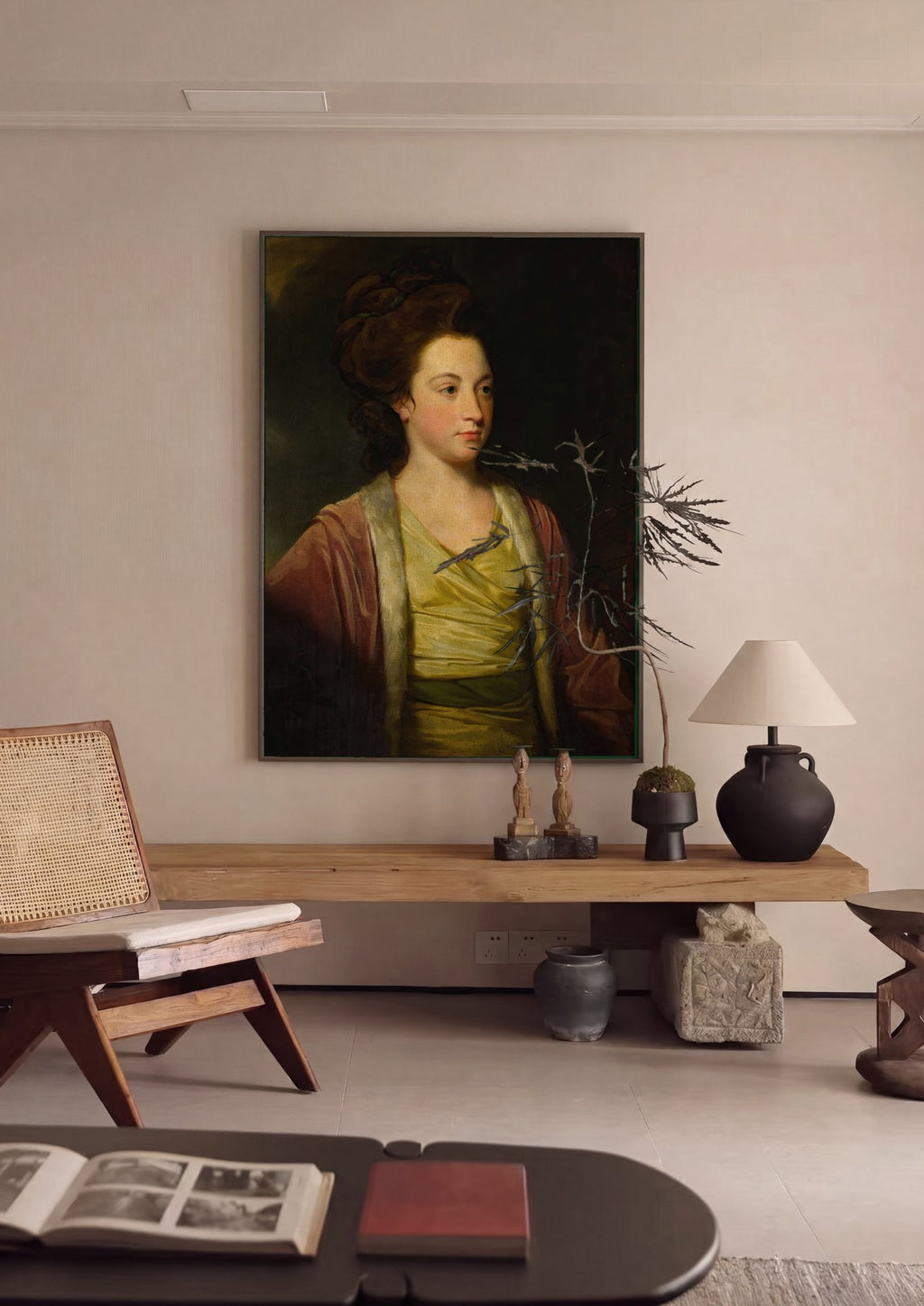 Quadro Decorativo Retrato Feminino - George Romney em ambiente decorado