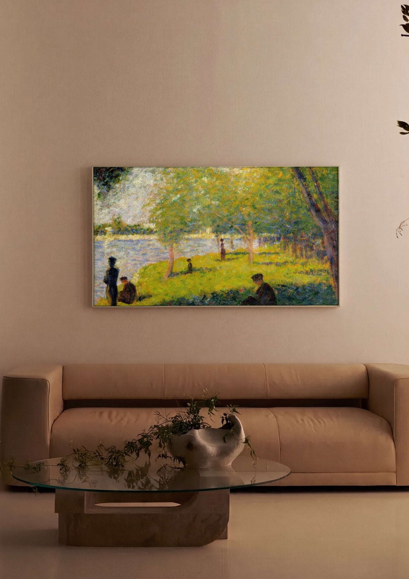 Quadro Decorativo A Margem do Sena - Georges Seurat em ambiente decorado