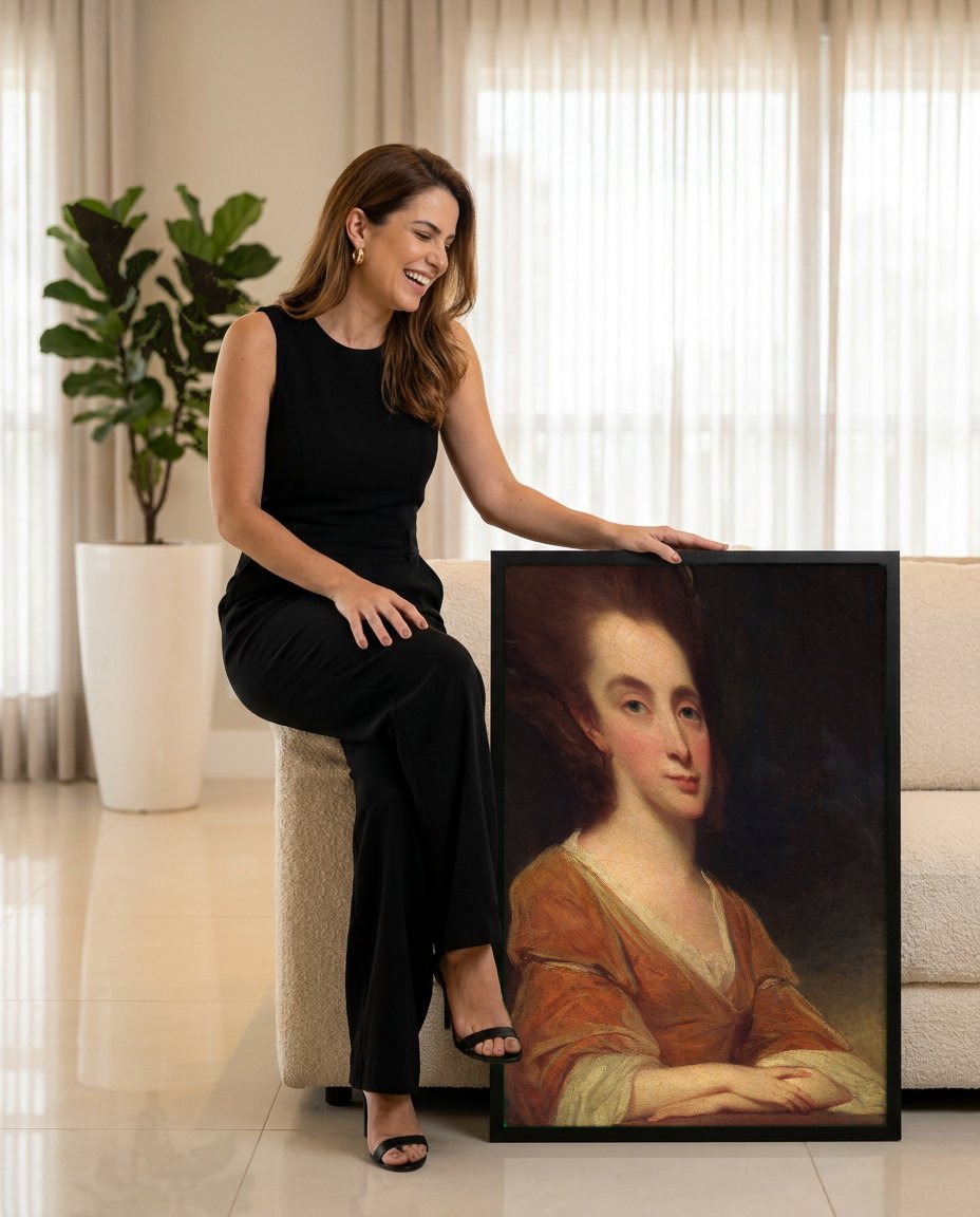 Quadro Decorativo Retrato Feminino - George Romney com modelo em ambiente
