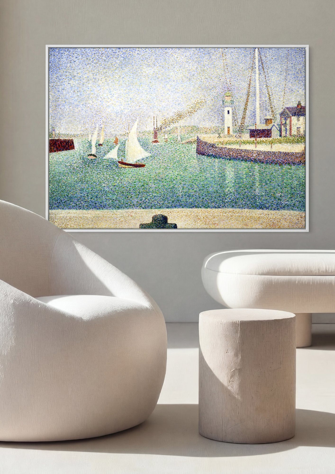 Quadro Decorativo Porto com Barcos - Georges Seurat em ambiente decorado