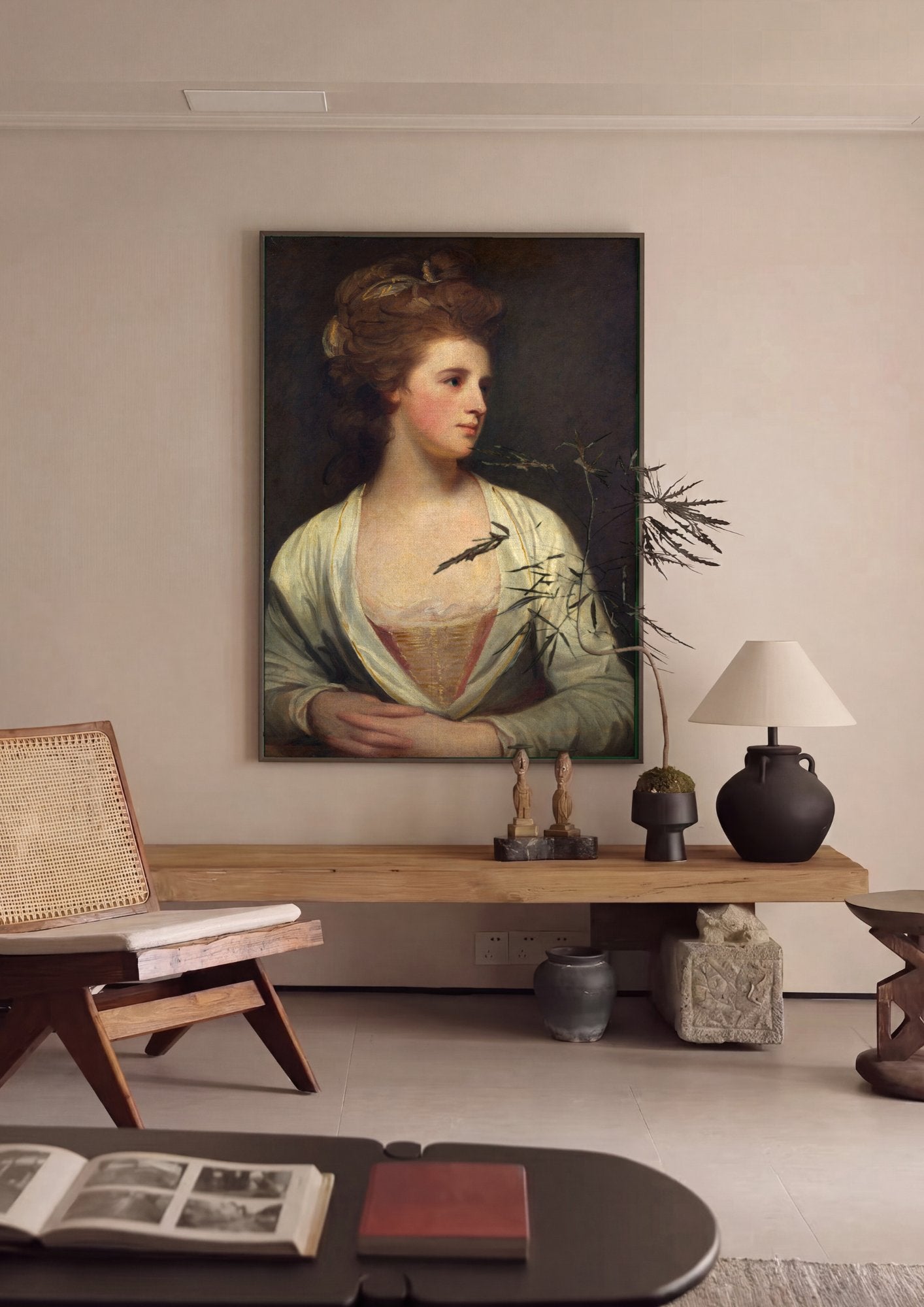 Quadro Decorativo Retrato Feminino - George Romney em ambiente decorado