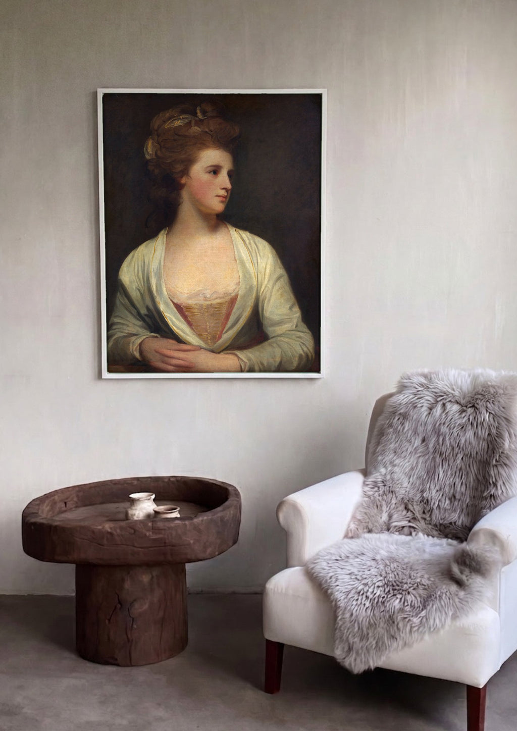 Quadro Decorativo Retrato Feminino - George Romney em ambiente decorado