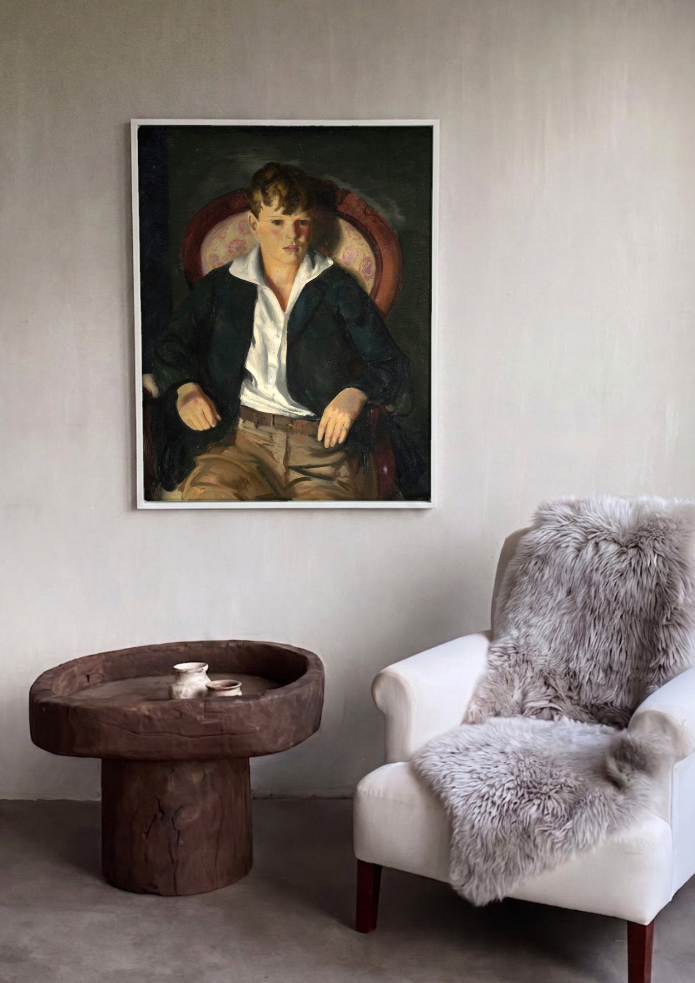 Quadro Decorativo Retrato de Jovem - George Bellows em ambiente decorado
