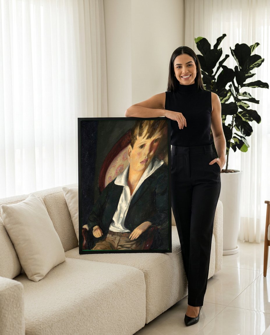 Quadro Decorativo Retrato de Jovem - George Bellows com modelo em ambiente