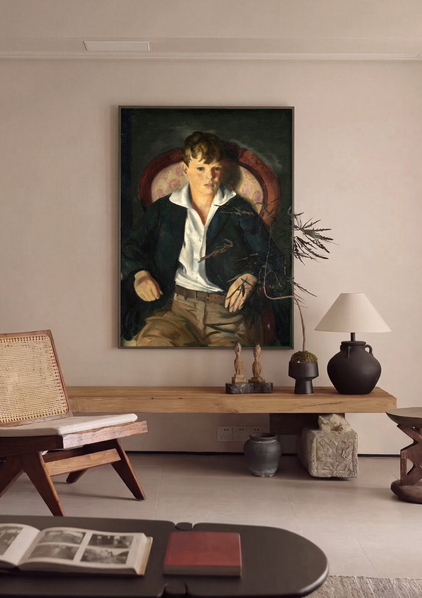 Quadro Decorativo Retrato de Jovem - George Bellows em ambiente decorado