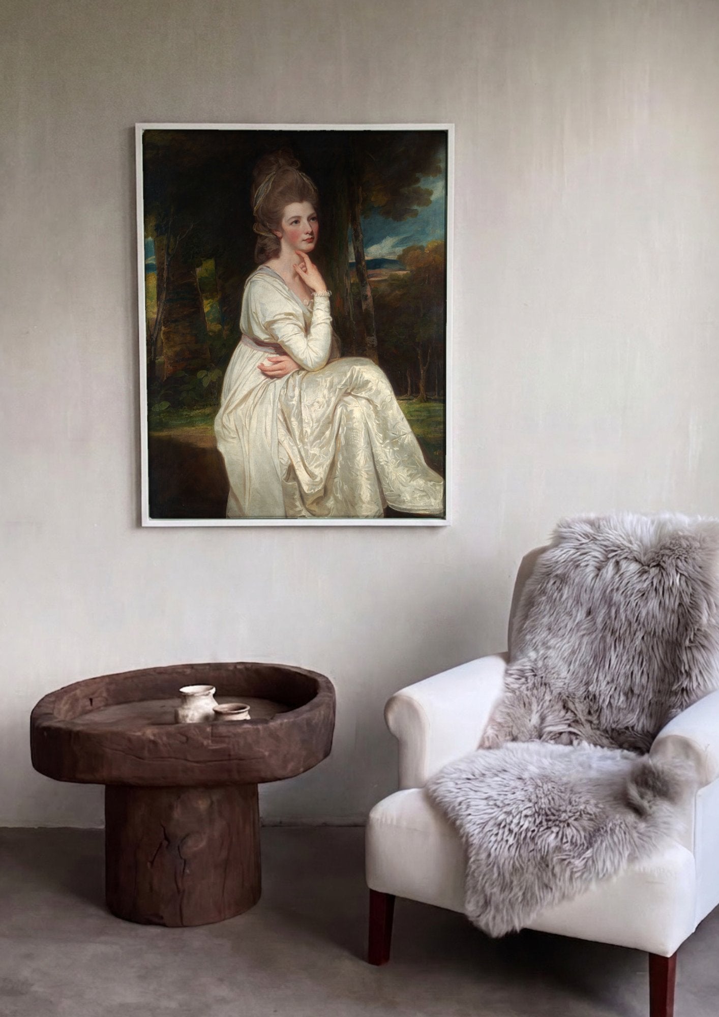Quadro Decorativo Retrato Feminino - George Romney em ambiente decorado