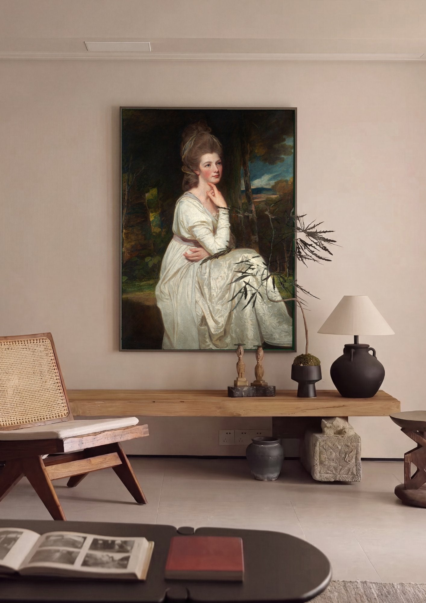 Quadro Decorativo Retrato Feminino - George Romney em ambiente decorado