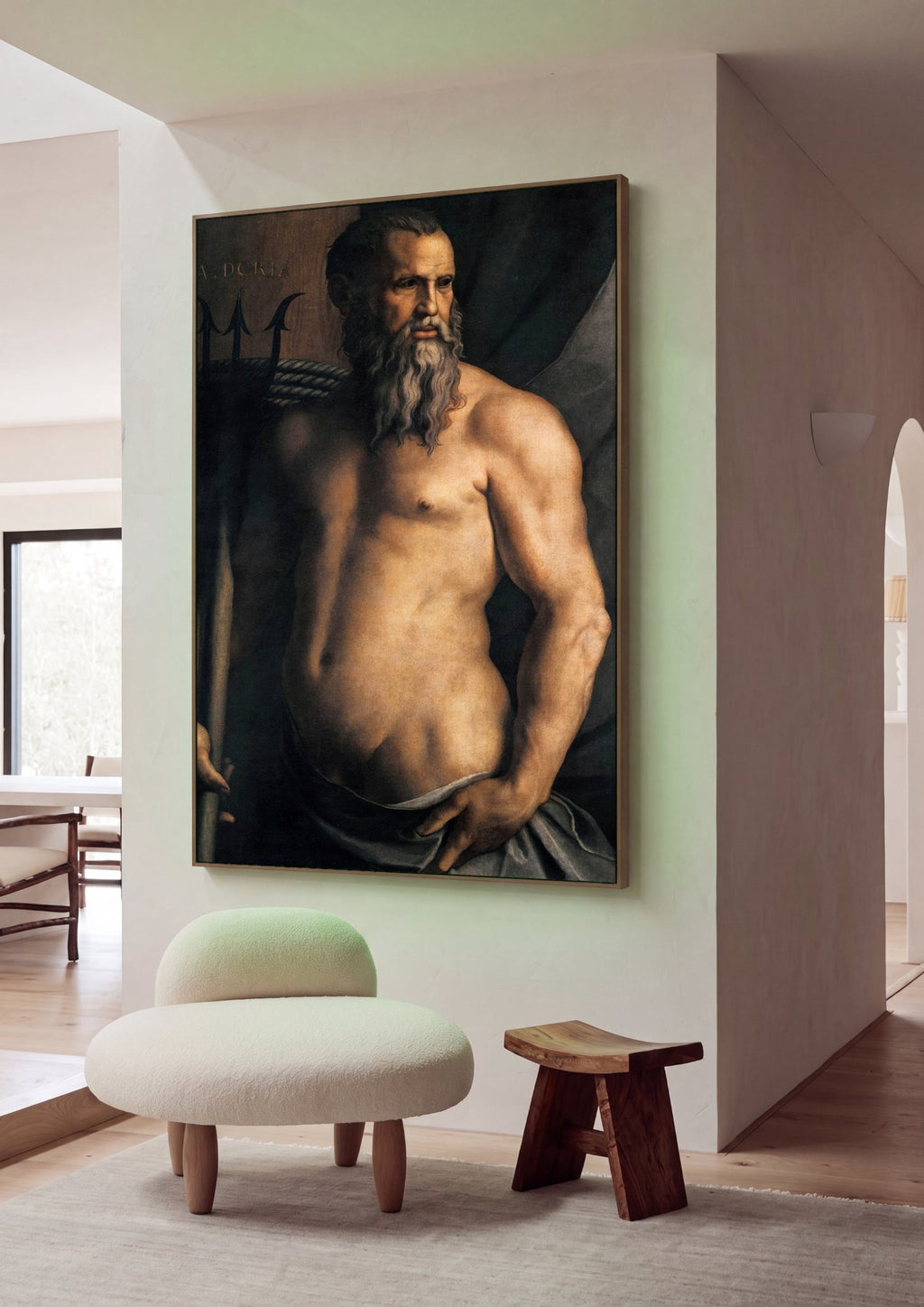 Quadro Decorativo Retrato de Andrea Doria como Netuno - Bronzino em ambiente decorado