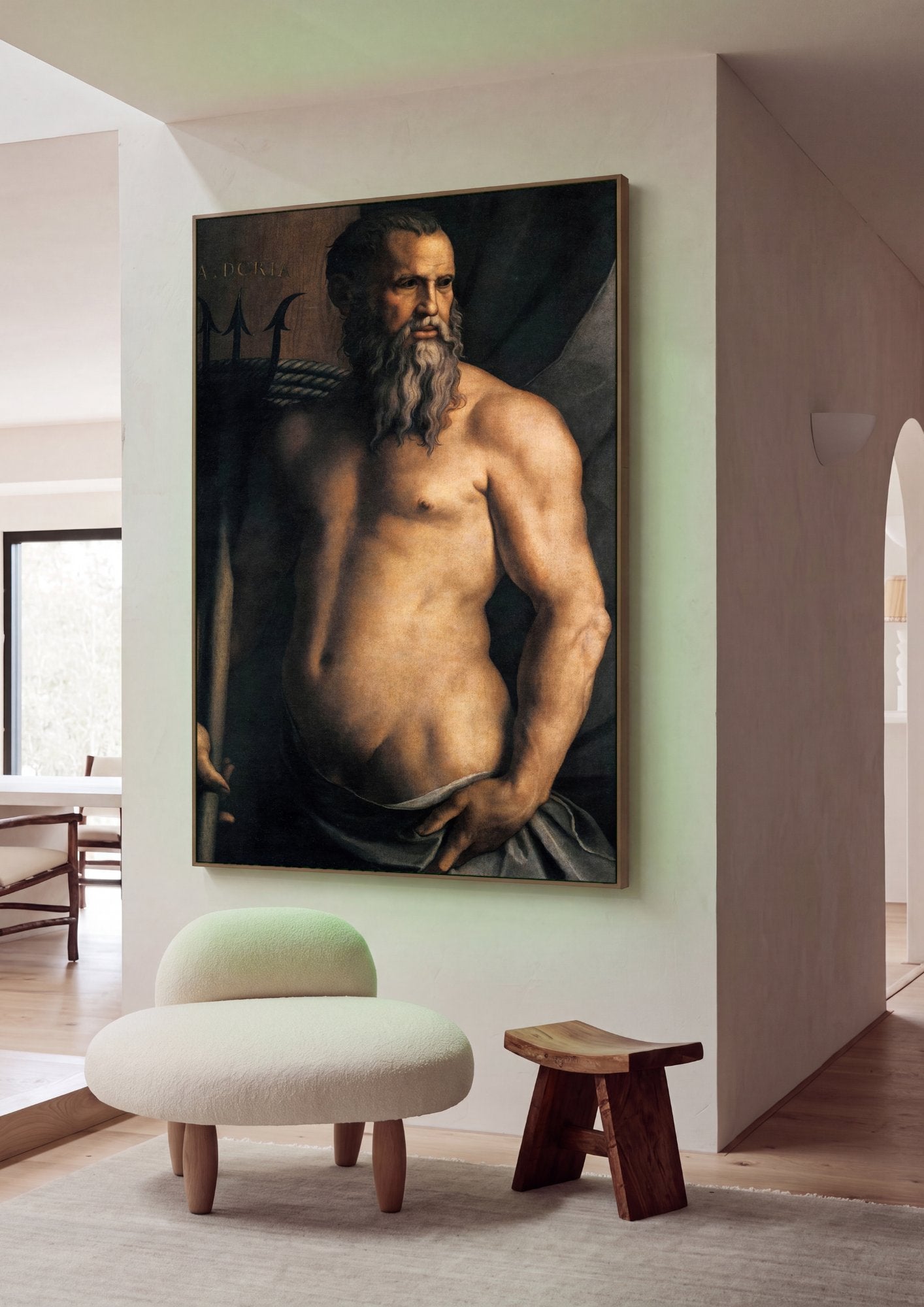 Quadro Decorativo Retrato de Andrea Doria como Netuno - Bronzino em ambiente decorado