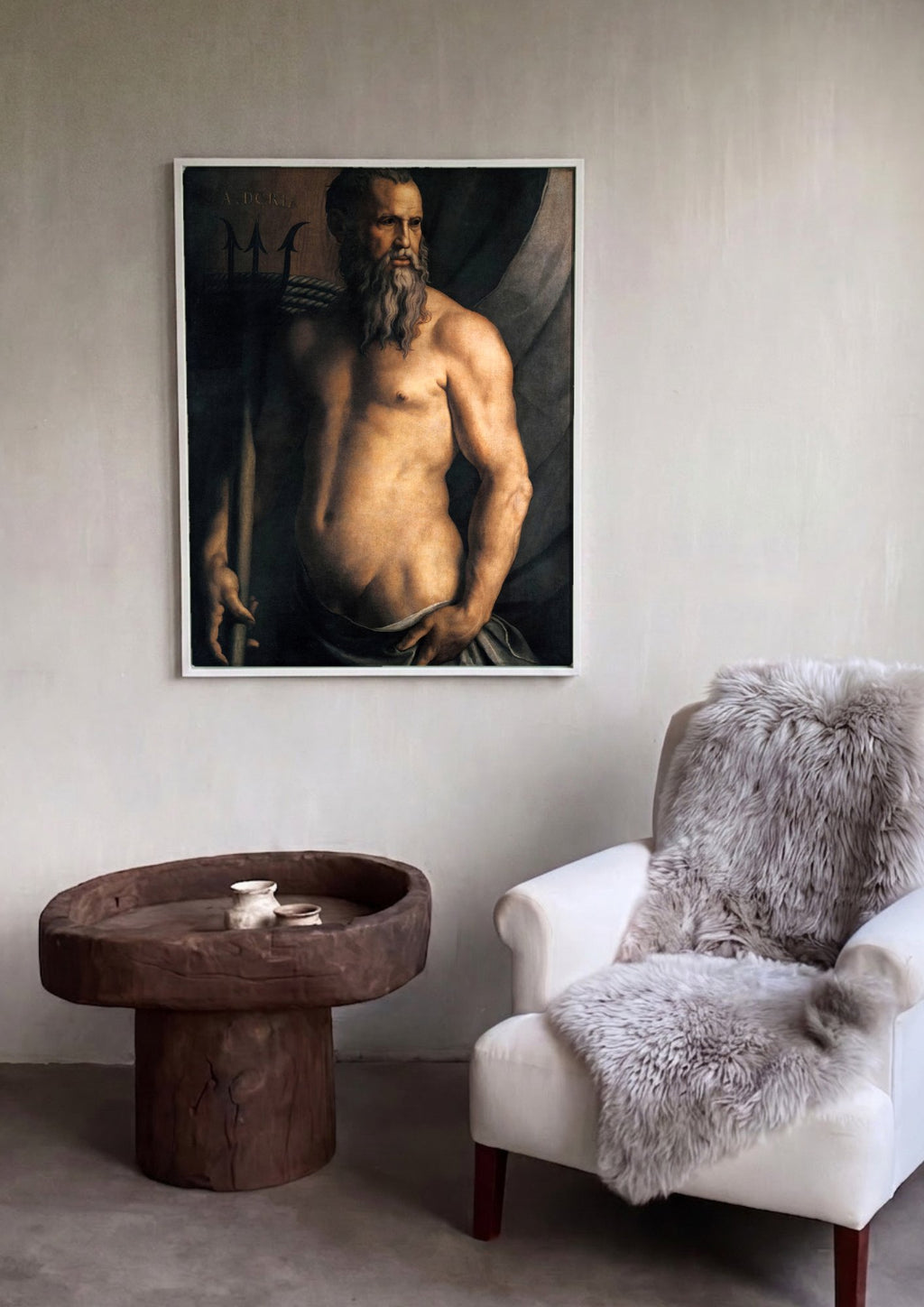 Quadro Decorativo Retrato de Andrea Doria como Netuno - Bronzino em ambiente decorado