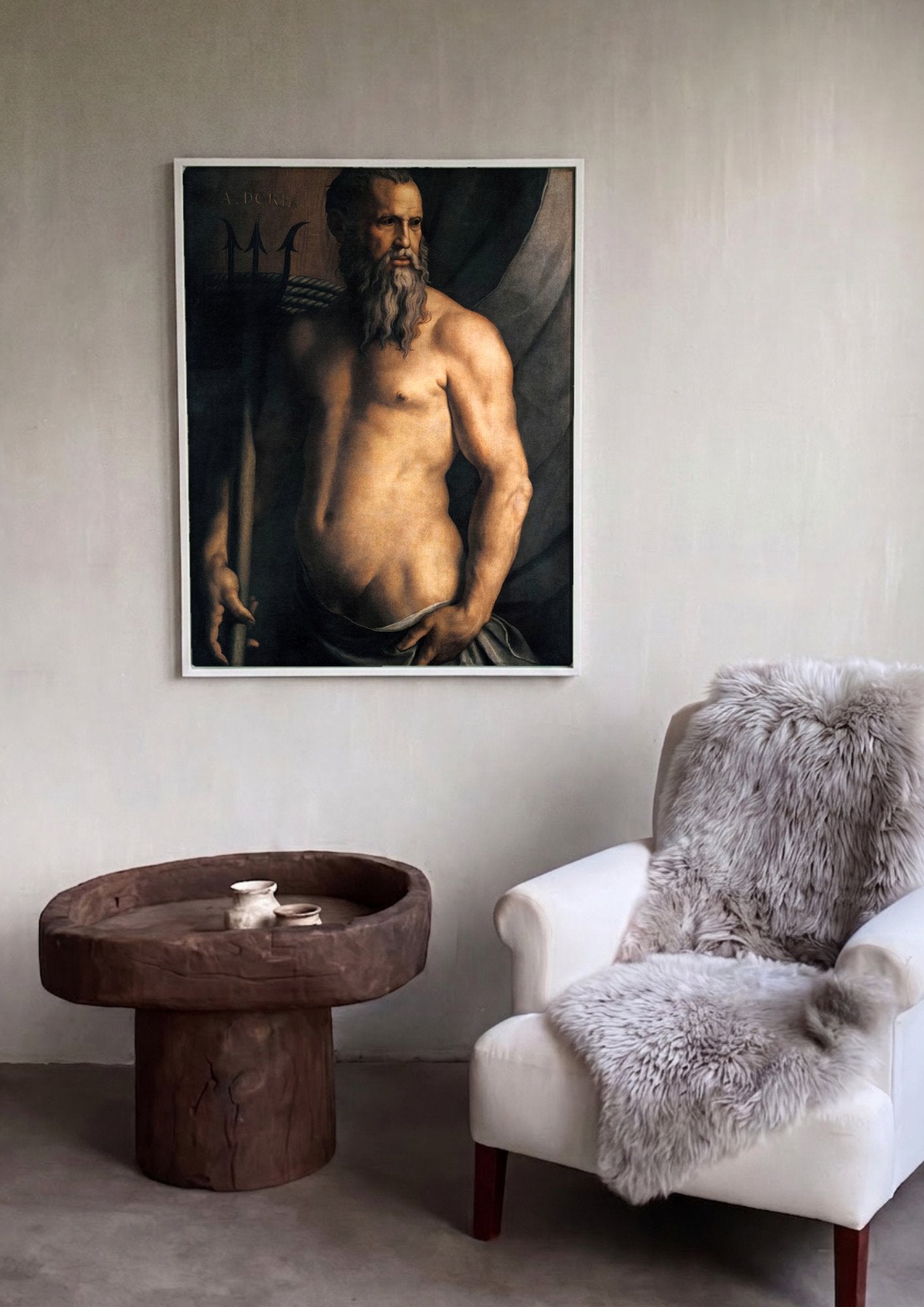 Quadro Decorativo Retrato de Andrea Doria como Netuno - Bronzino em ambiente decorado