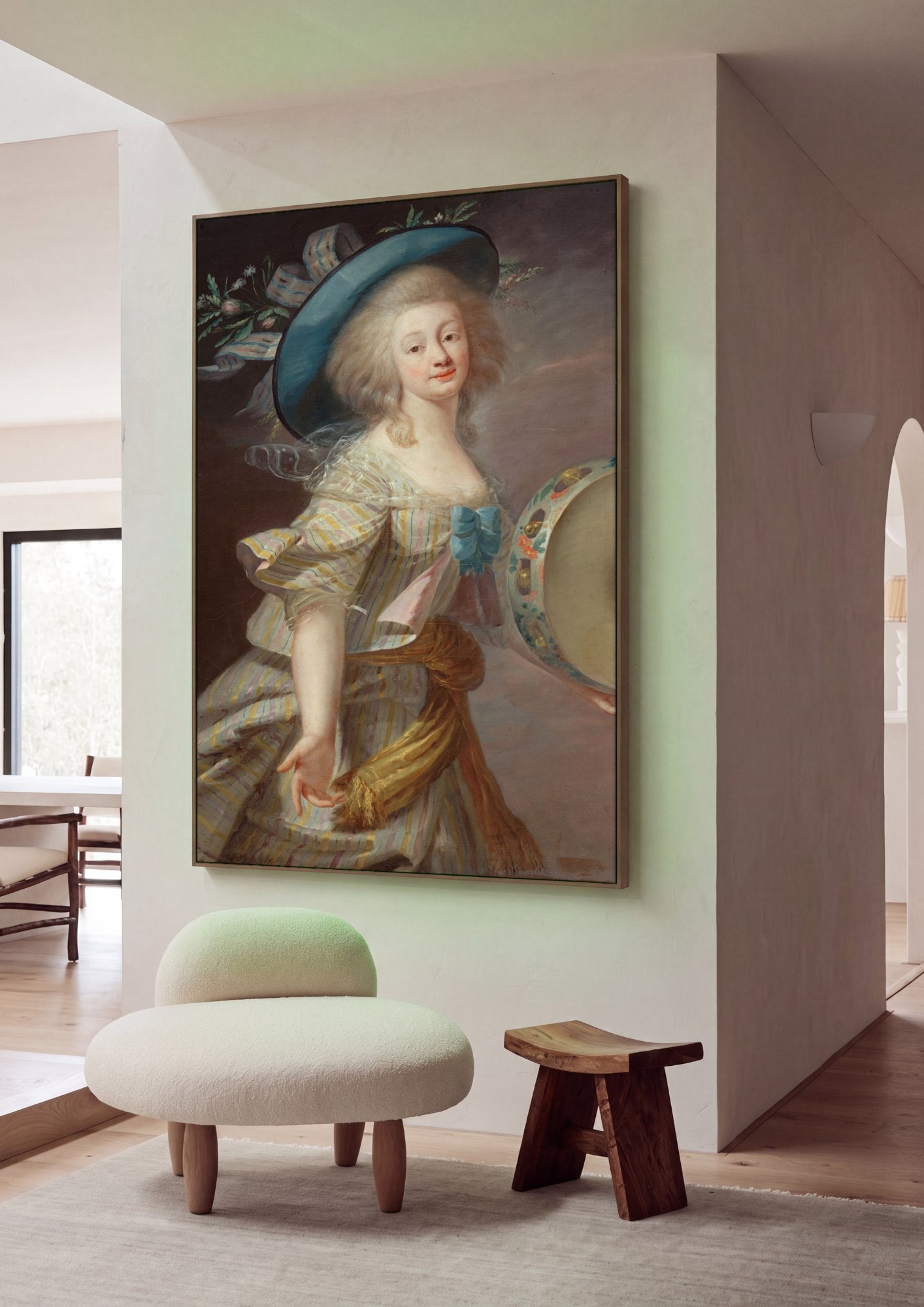 Quadro Decorativo A Mulher com o Tamborim - Vigée Le Brun em ambiente decorado