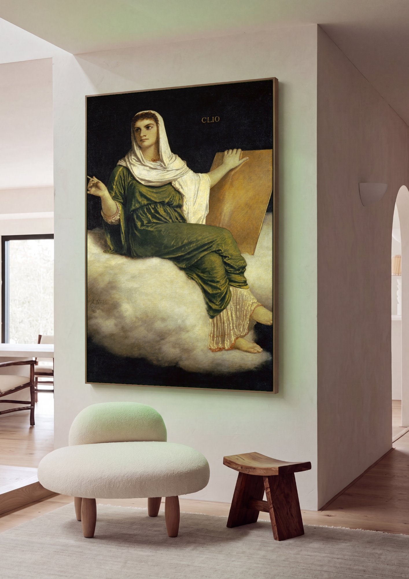 Quadro Decorativo Clio, a Musa da História - Arnold Böcklin em ambiente decorado
