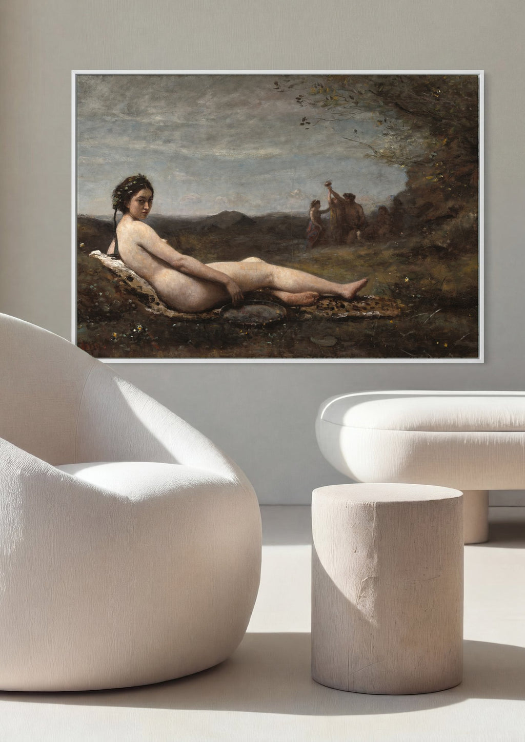 Quadro Decorativo Nudez na Paisagem - Corot em ambiente decorado