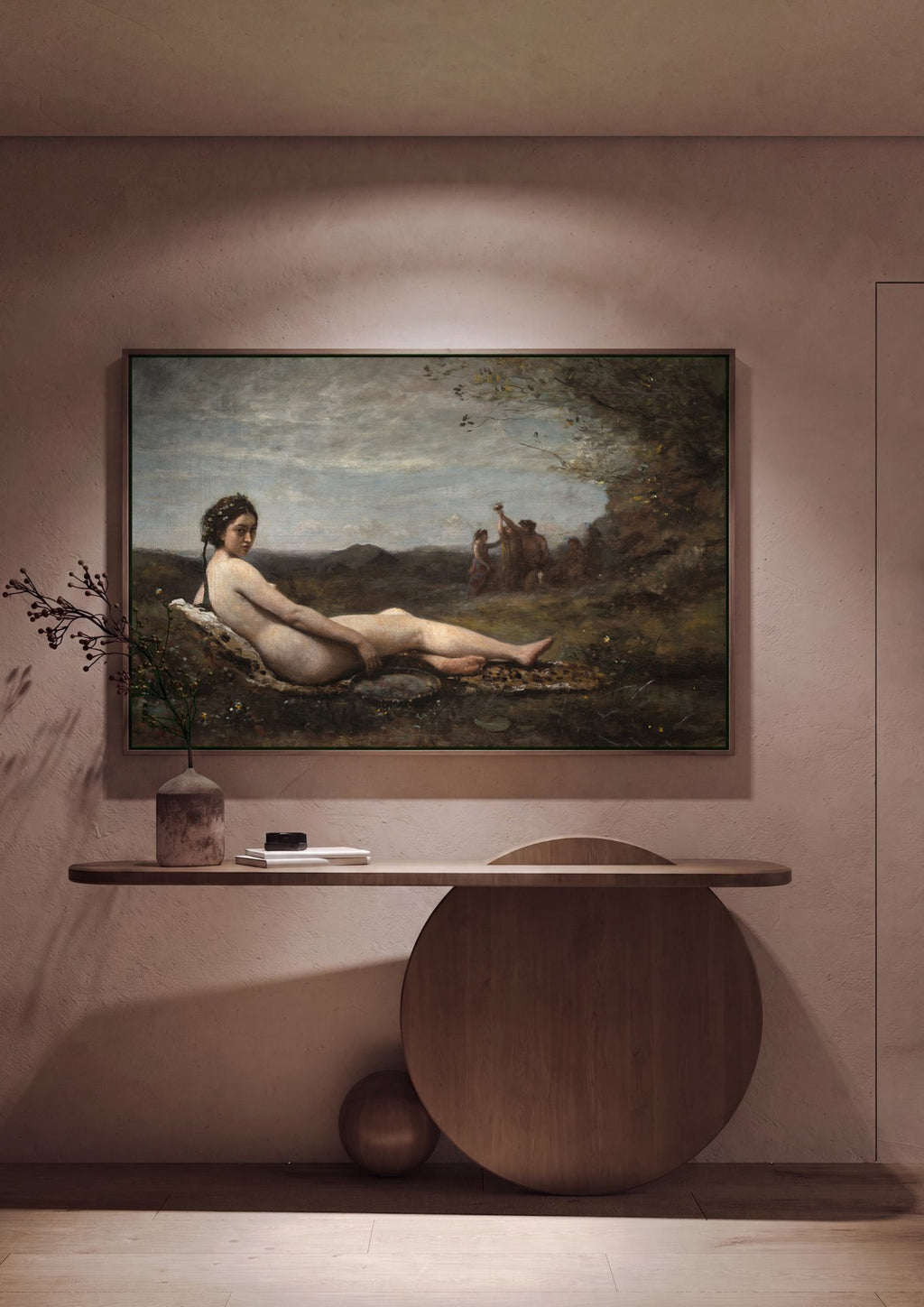 Quadro Decorativo Nudez na Paisagem - Corot em ambiente decorado