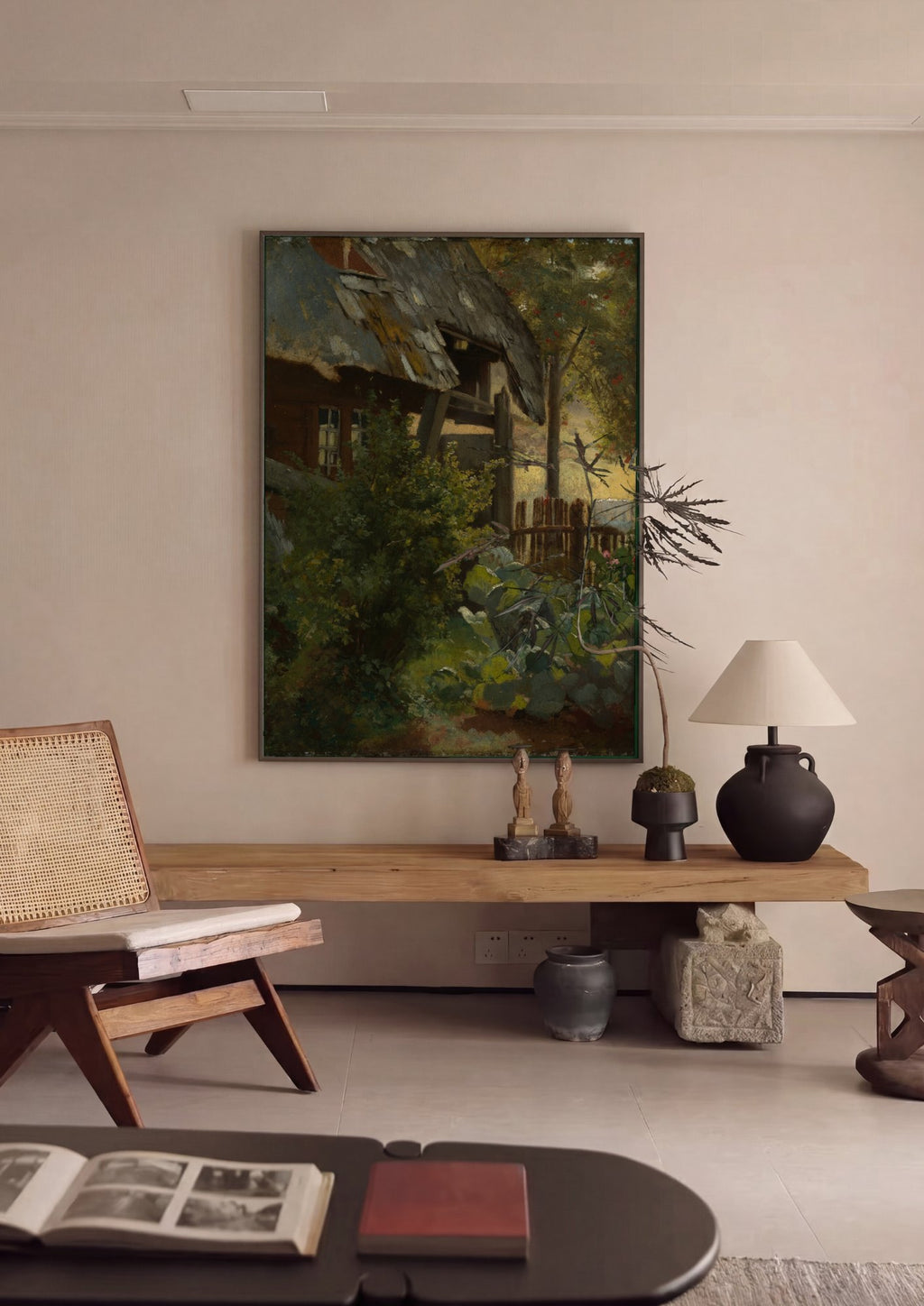 Quadro Decorativo Casa de Campo com Horta - Hans Thoma em ambiente decorado
