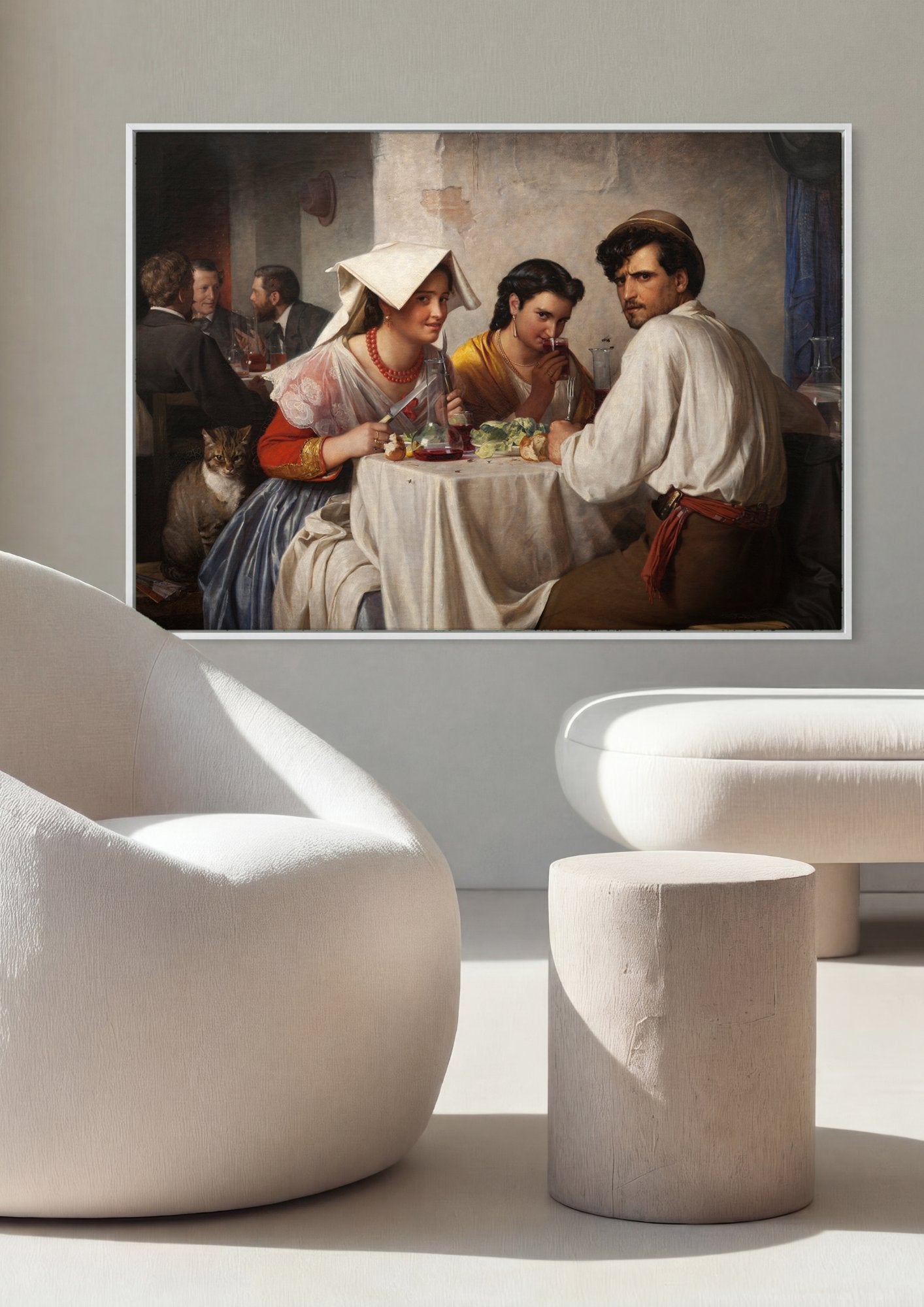 Quadro Decorativo A Cena de Jantar em Ostra Osteria - Carl Bloch em ambiente decorado