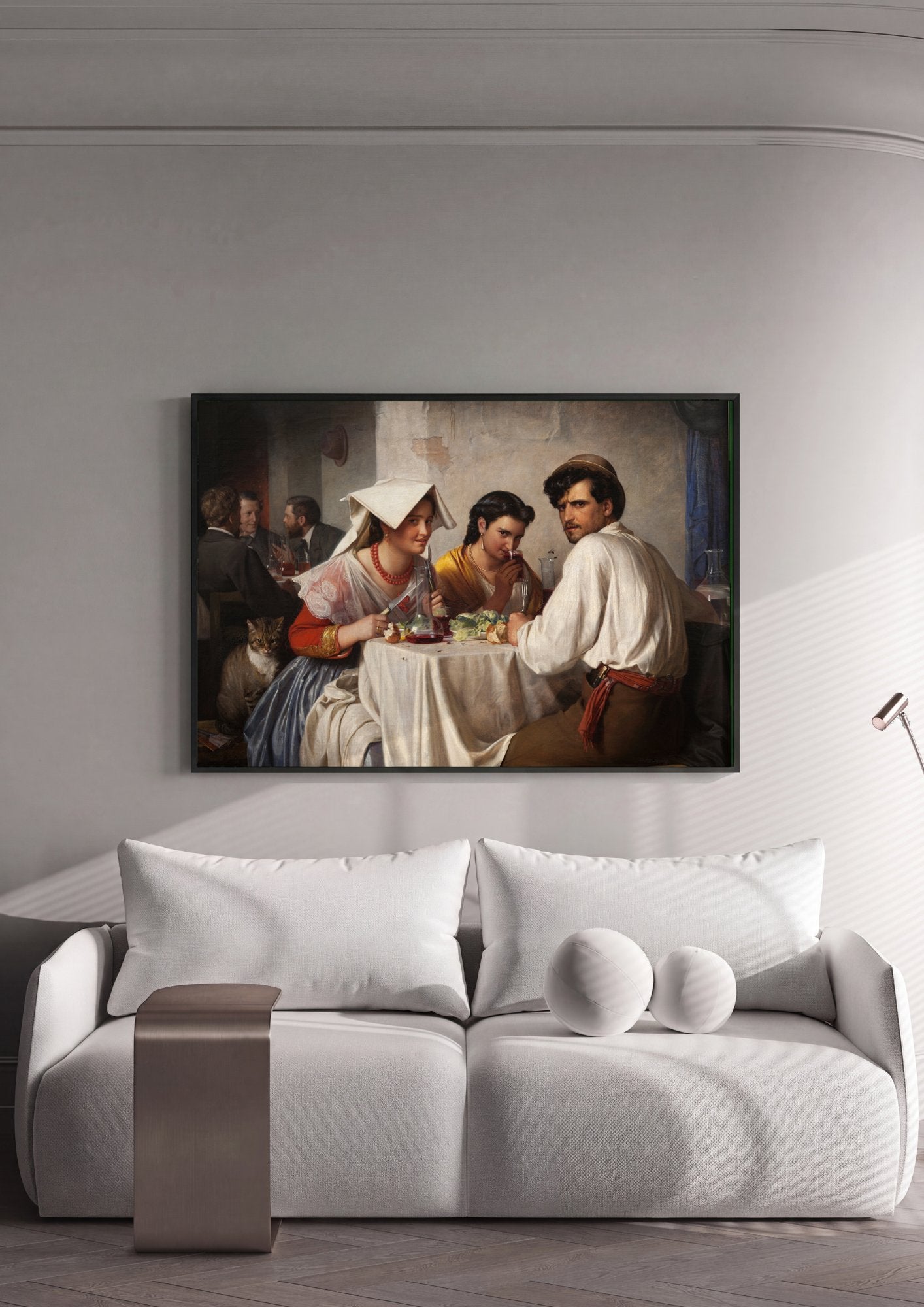 Quadro Decorativo A Cena de Jantar em Ostra Osteria - Carl Bloch em ambiente decorado