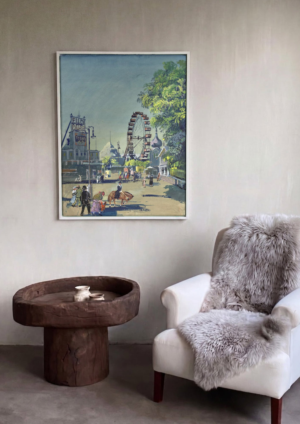 Quadro Decorativo Parque de Diversoes - Oskar Laske em ambiente decorado