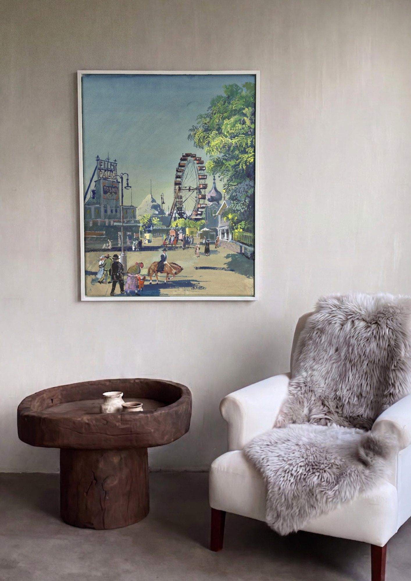 Quadro Decorativo Parque de Diversoes - Oskar Laske em ambiente decorado