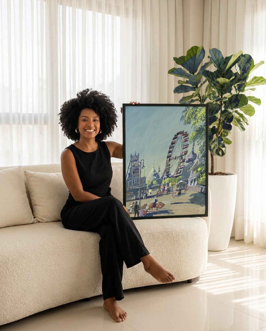 Quadro Decorativo Parque de Diversoes - Oskar Laske com modelo em ambiente