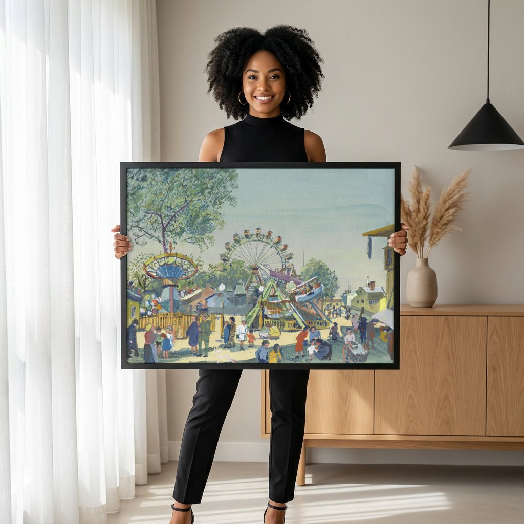 Quadro Decorativo Parque de Diversoes - Oskar Laske com modelo em ambiente
