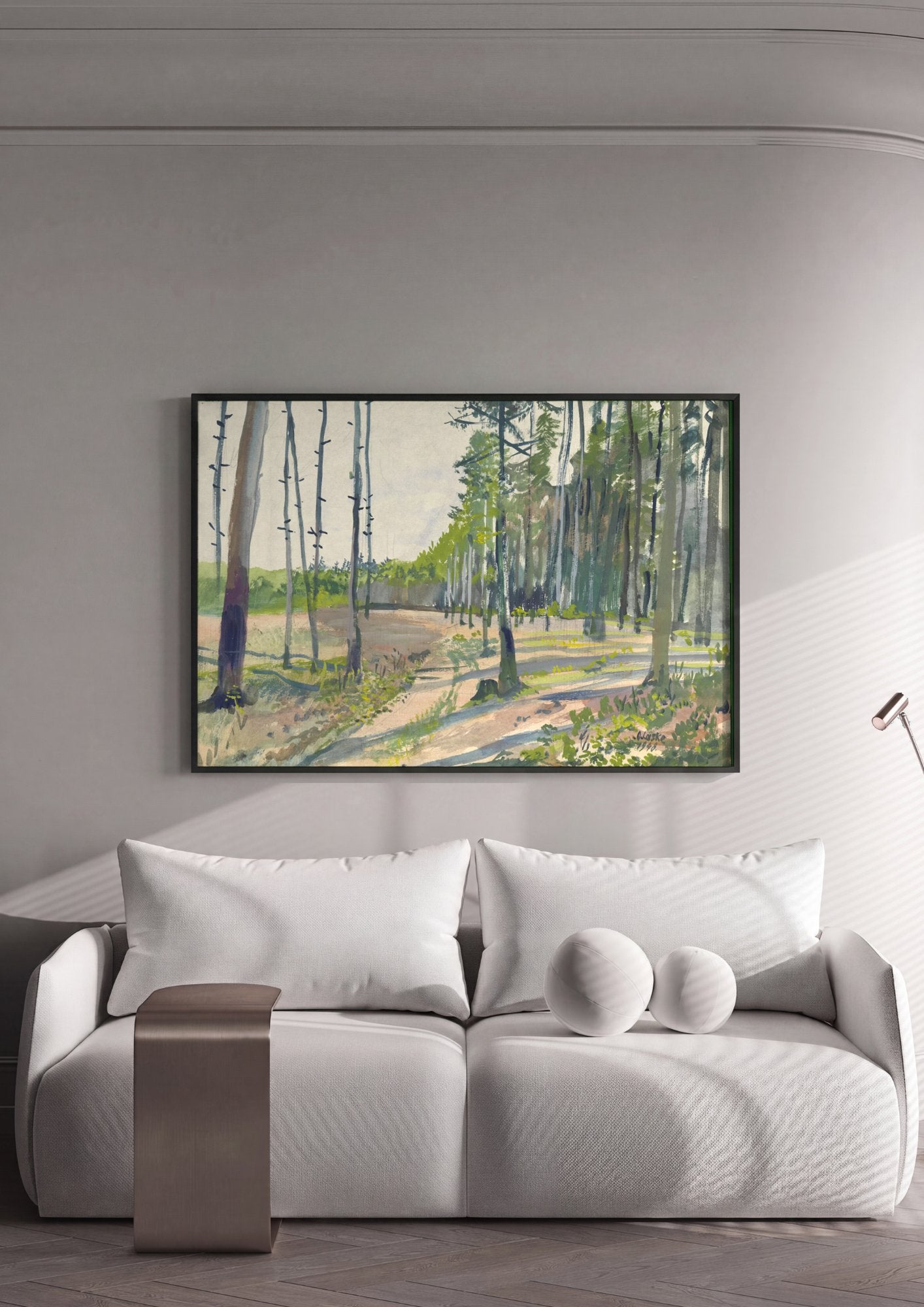 Quadro Decorativo Floresta Ensolarada - Oskar Laske em ambiente decorado