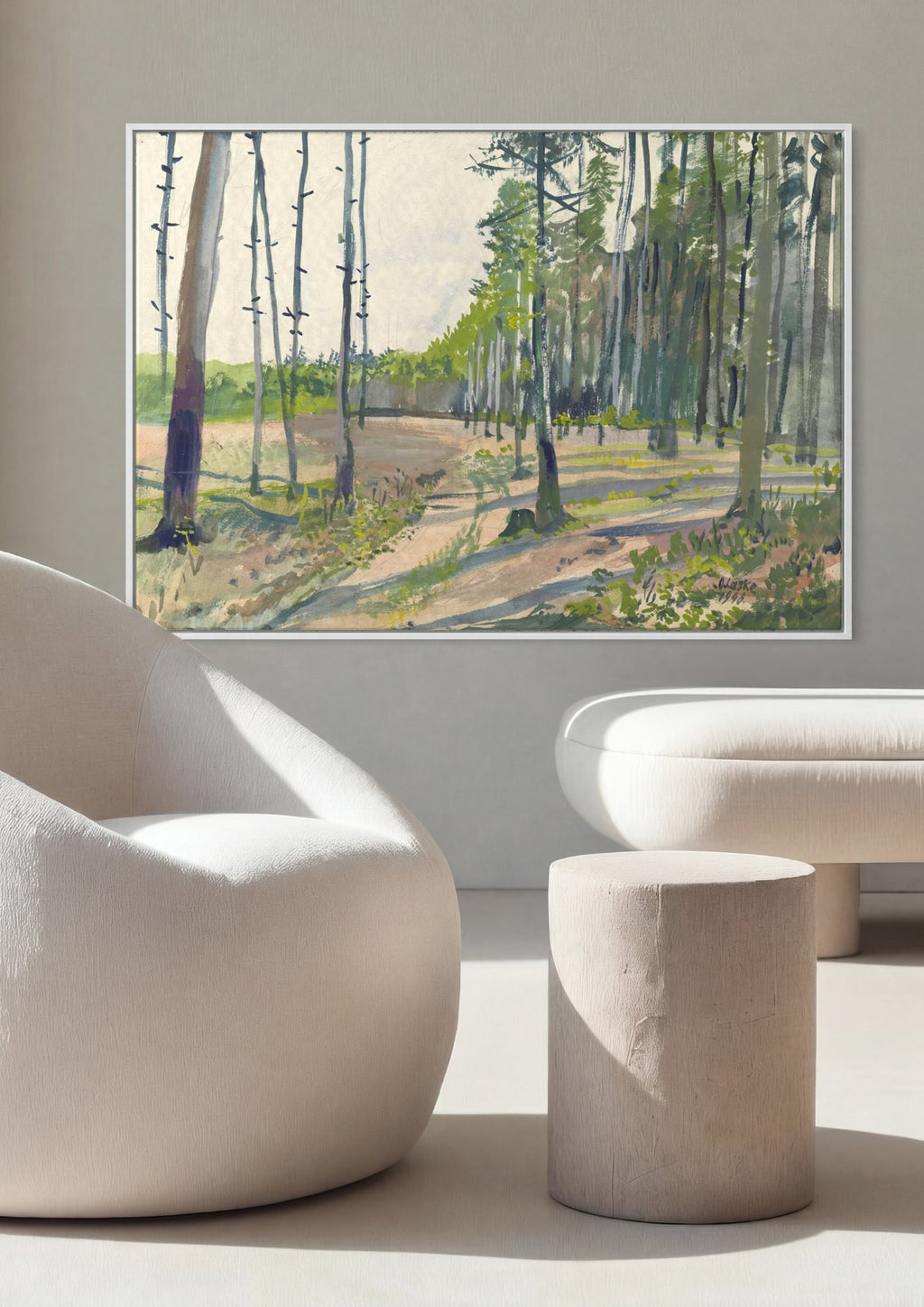Quadro Decorativo Floresta Ensolarada - Oskar Laske em ambiente decorado