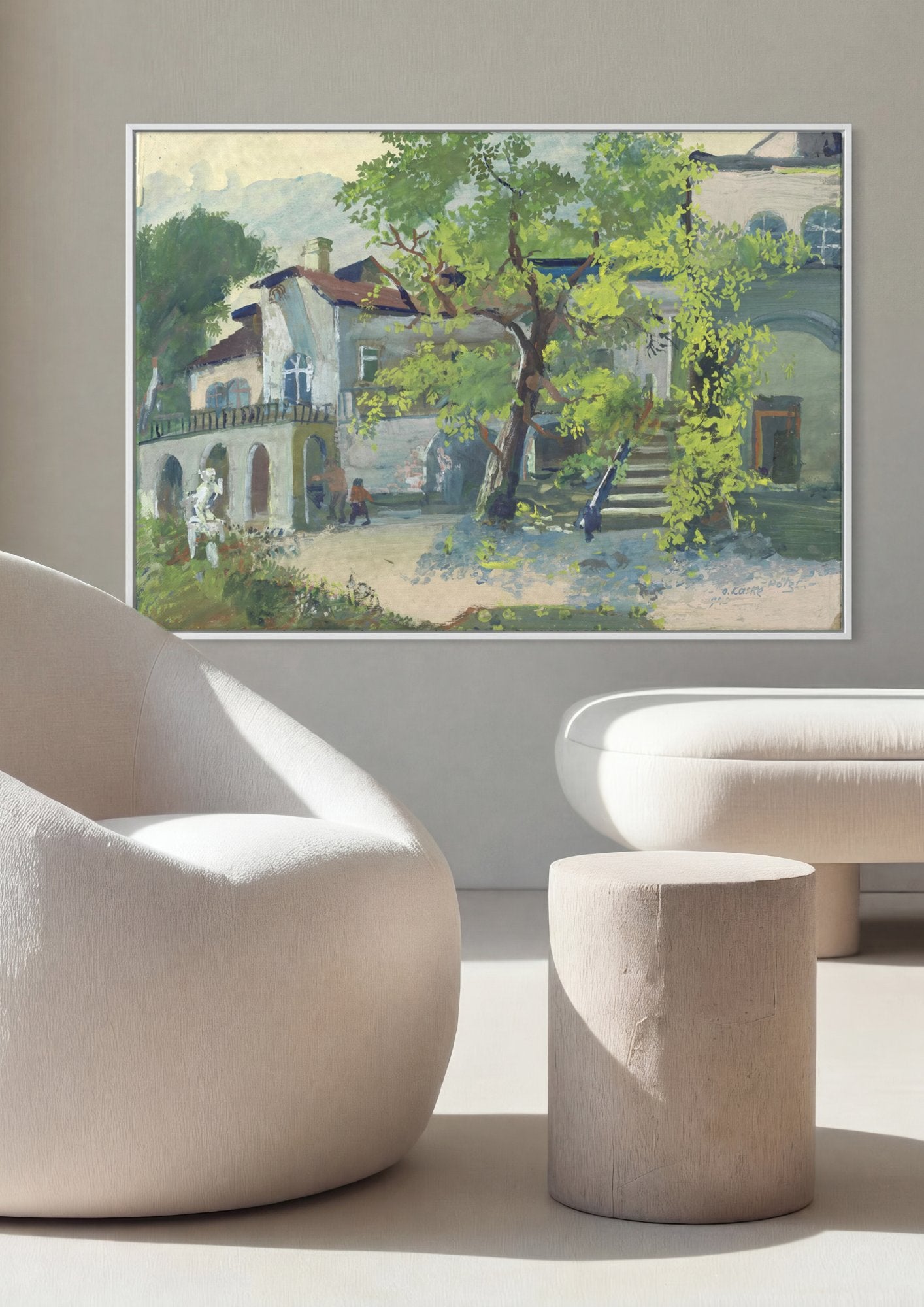 Quadro Decorativo Vilarejo Ensolarado - Oskar Laske em ambiente decorado