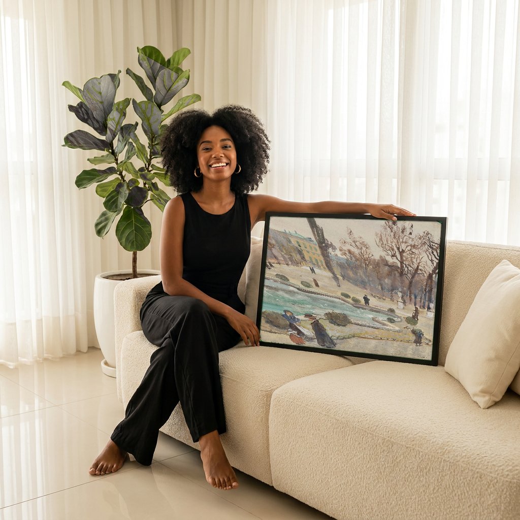 Quadro Decorativo Schoenbrunn (Inverno) - Oskar Laske com modelo em ambiente