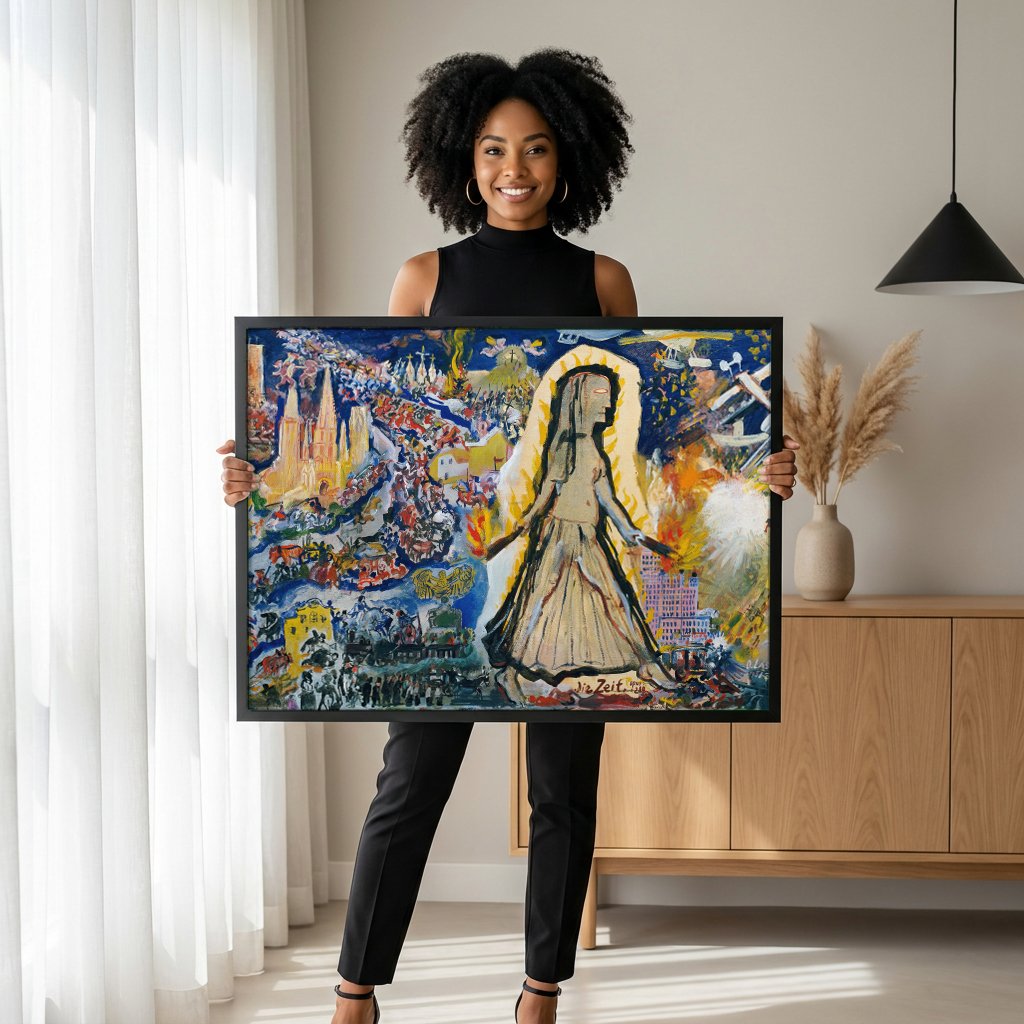 Quadro Decorativo A Passagem do Tempo - Oskar Laske com modelo em ambiente